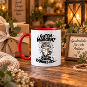Tasse Guten Morgen Ganz dünnes Eis lustiger Katzen Spruch Morgenmuffel Geschenk Büro Kollegen Geburtstag 330 ml