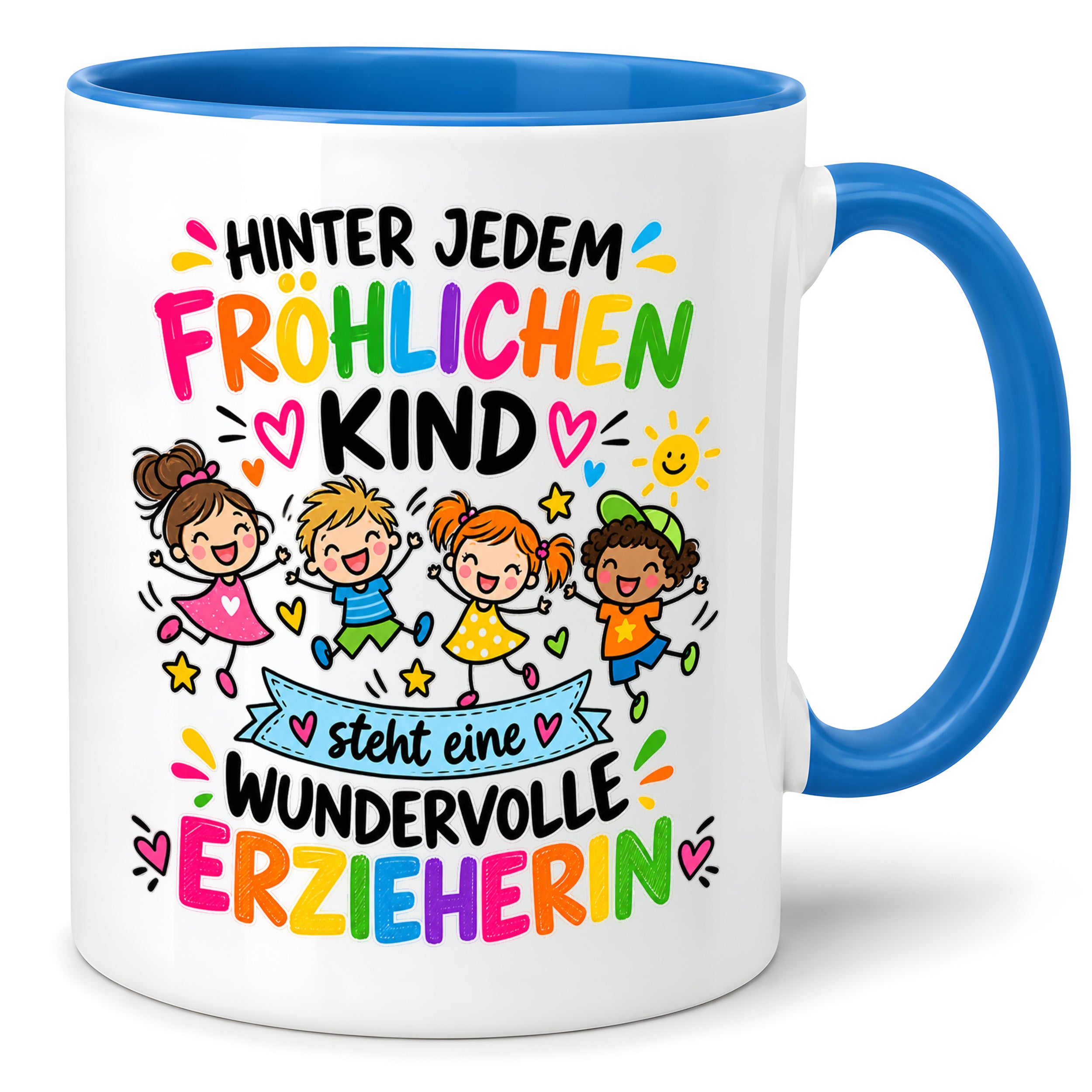 Tasse Erzieherin Geschenk fröhliches Kind wundervolle Erzieherin 330 ml Kindergärtnerin