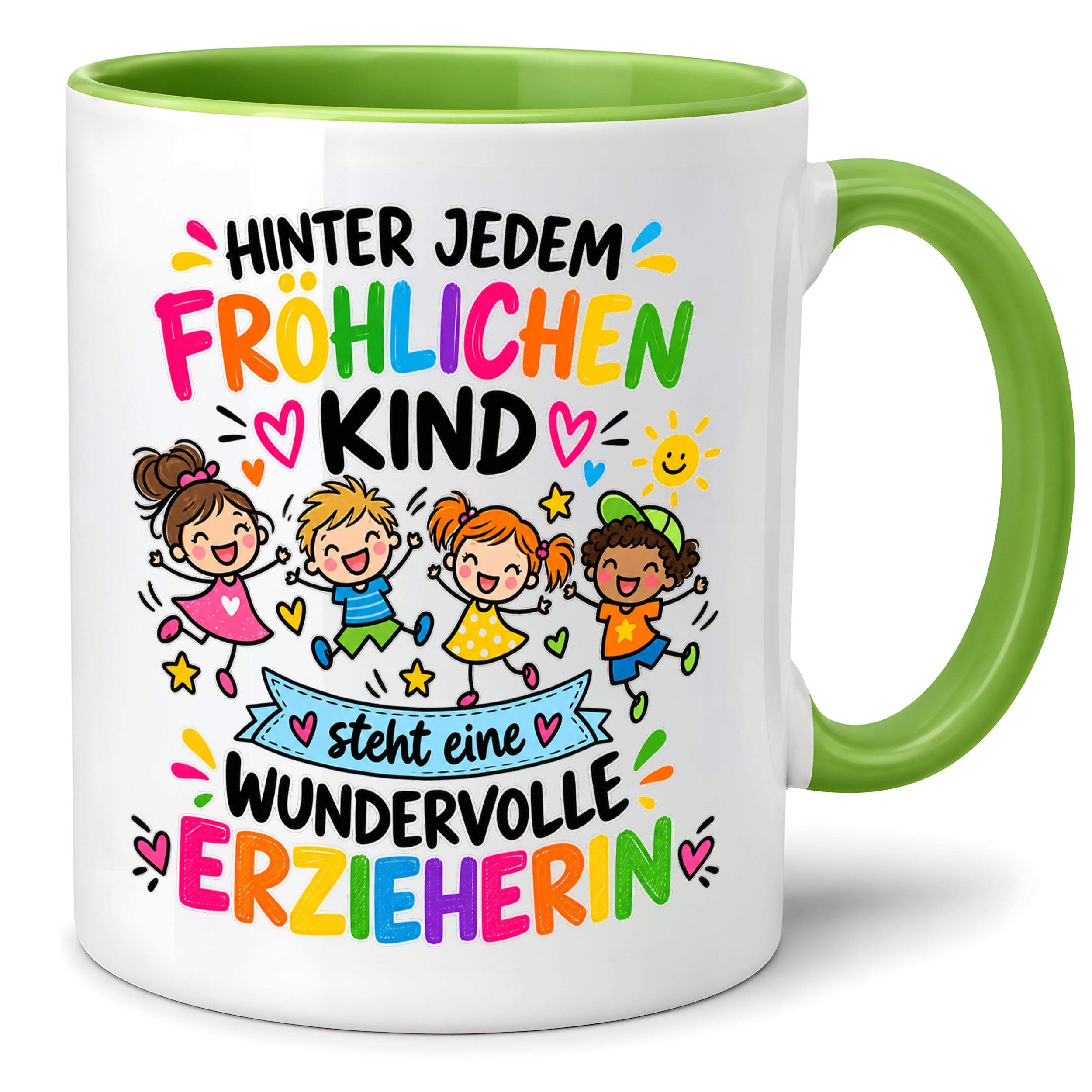 Tasse Erzieherin Geschenk fröhliches Kind wundervolle Erzieherin 330 ml Kindergärtnerin