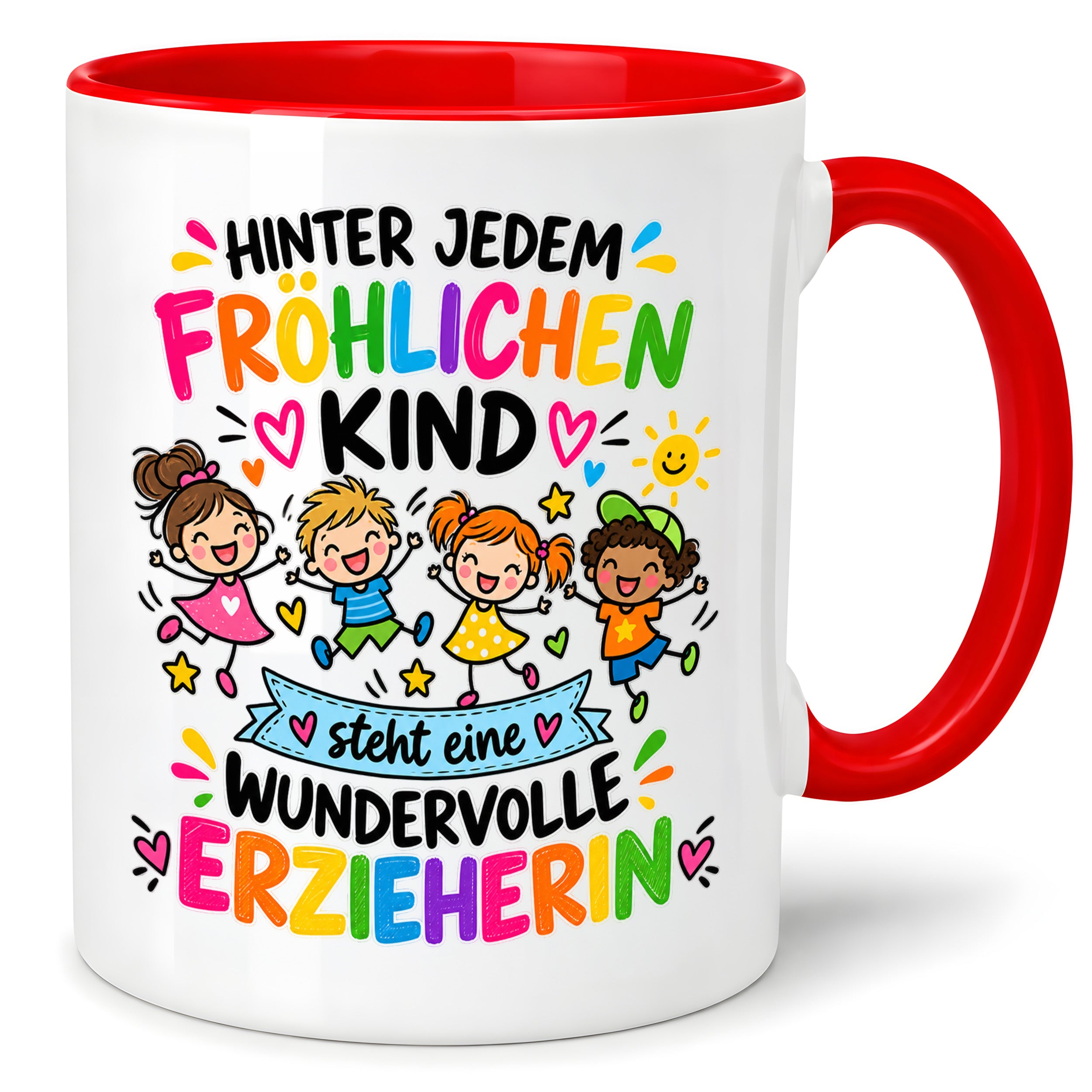 Tasse Erzieherin Geschenk fröhliches Kind wundervolle Erzieherin 330 ml Kindergärtnerin