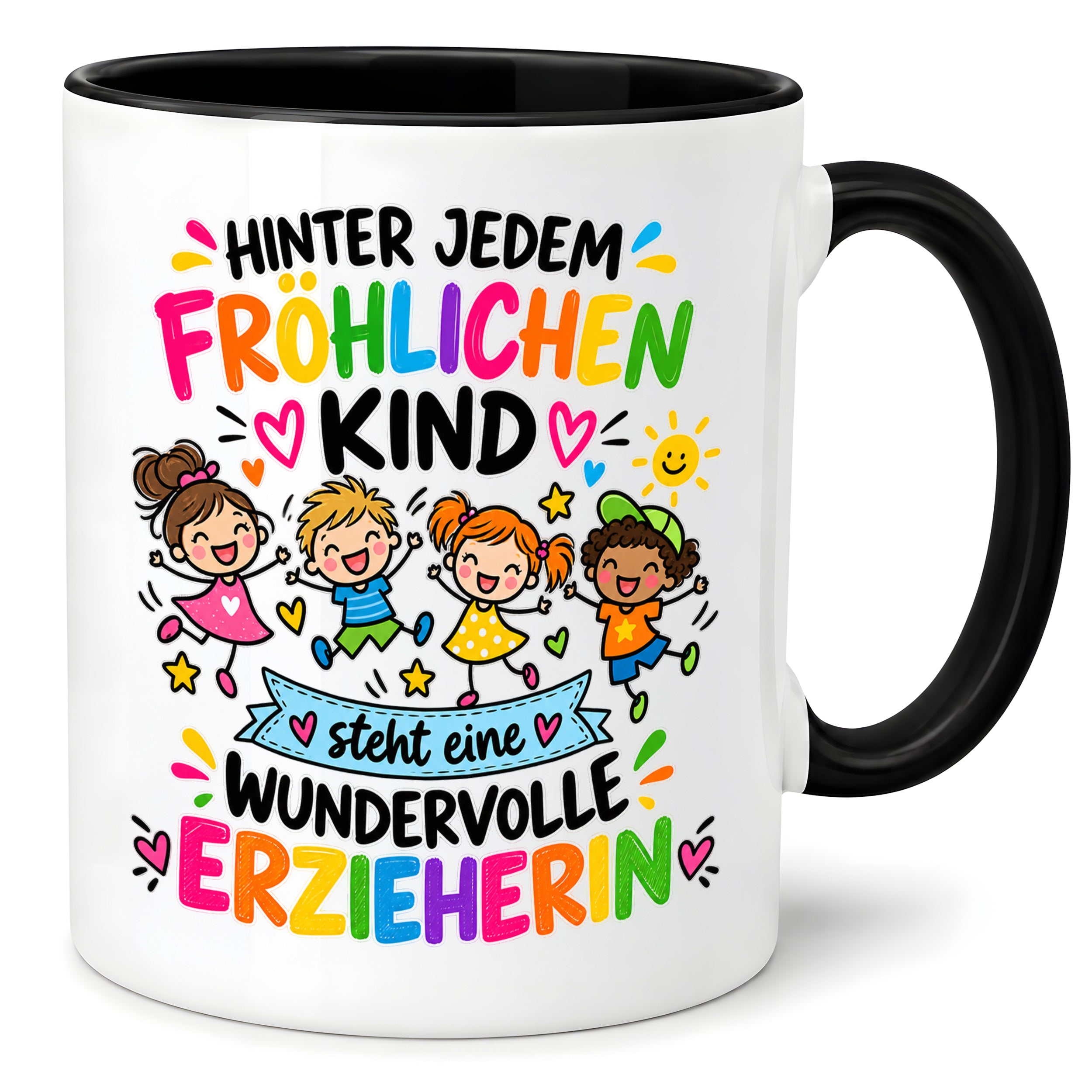 Tasse Erzieherin Geschenk fröhliches Kind wundervolle Erzieherin 330 ml Kindergärtnerin