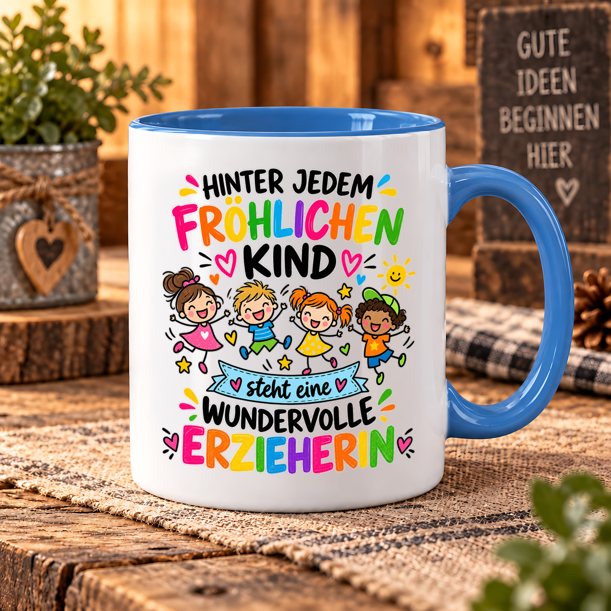 Tasse Erzieherin Geschenk fröhliches Kind wundervolle Erzieherin 330 ml Kindergärtnerin