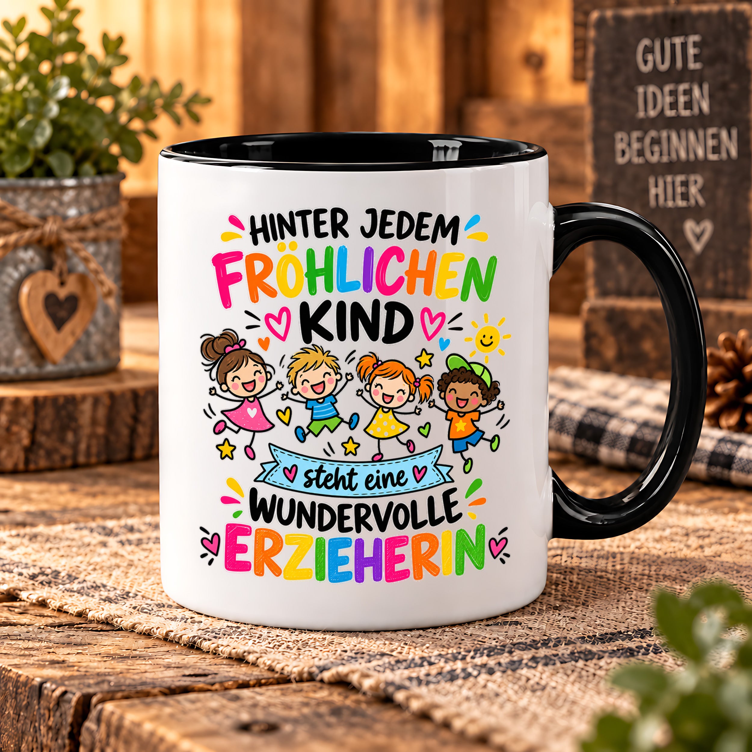 Tasse Erzieherin Geschenk fröhliches Kind wundervolle Erzieherin 330 ml Kindergärtnerin
