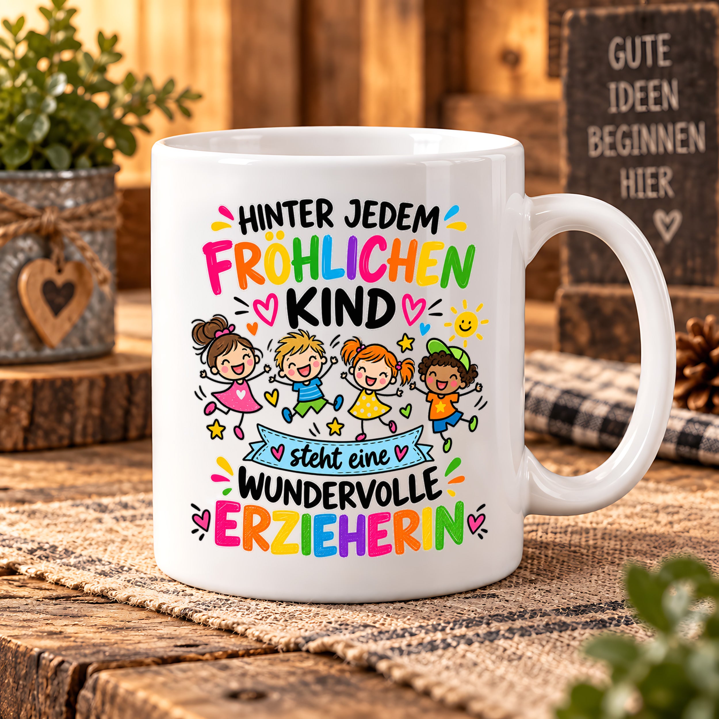 Tasse Erzieherin Geschenk fröhliches Kind wundervolle Erzieherin 330 ml Kindergärtnerin