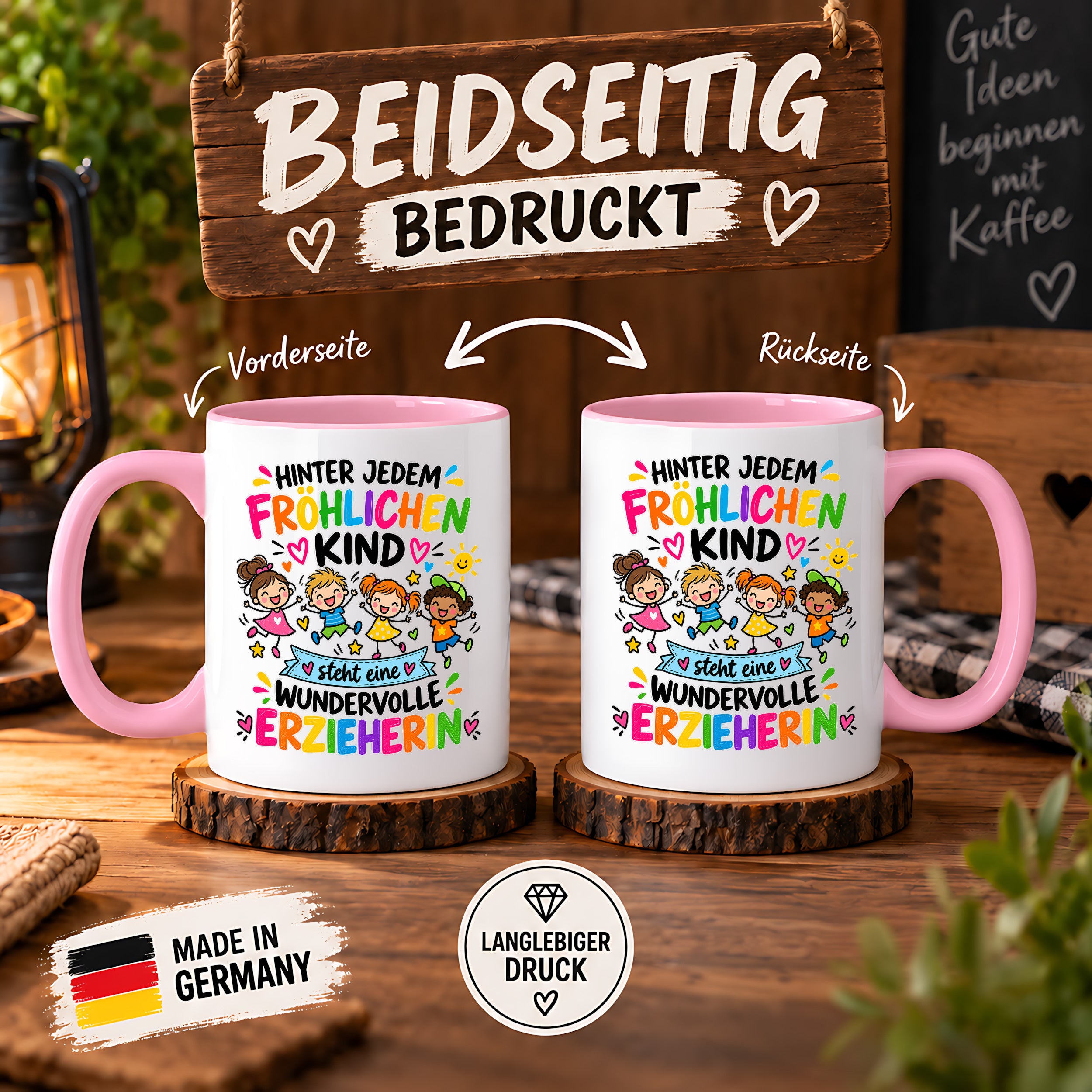Tasse Erzieherin Geschenk fröhliches Kind wundervolle Erzieherin 330 ml Kindergärtnerin
