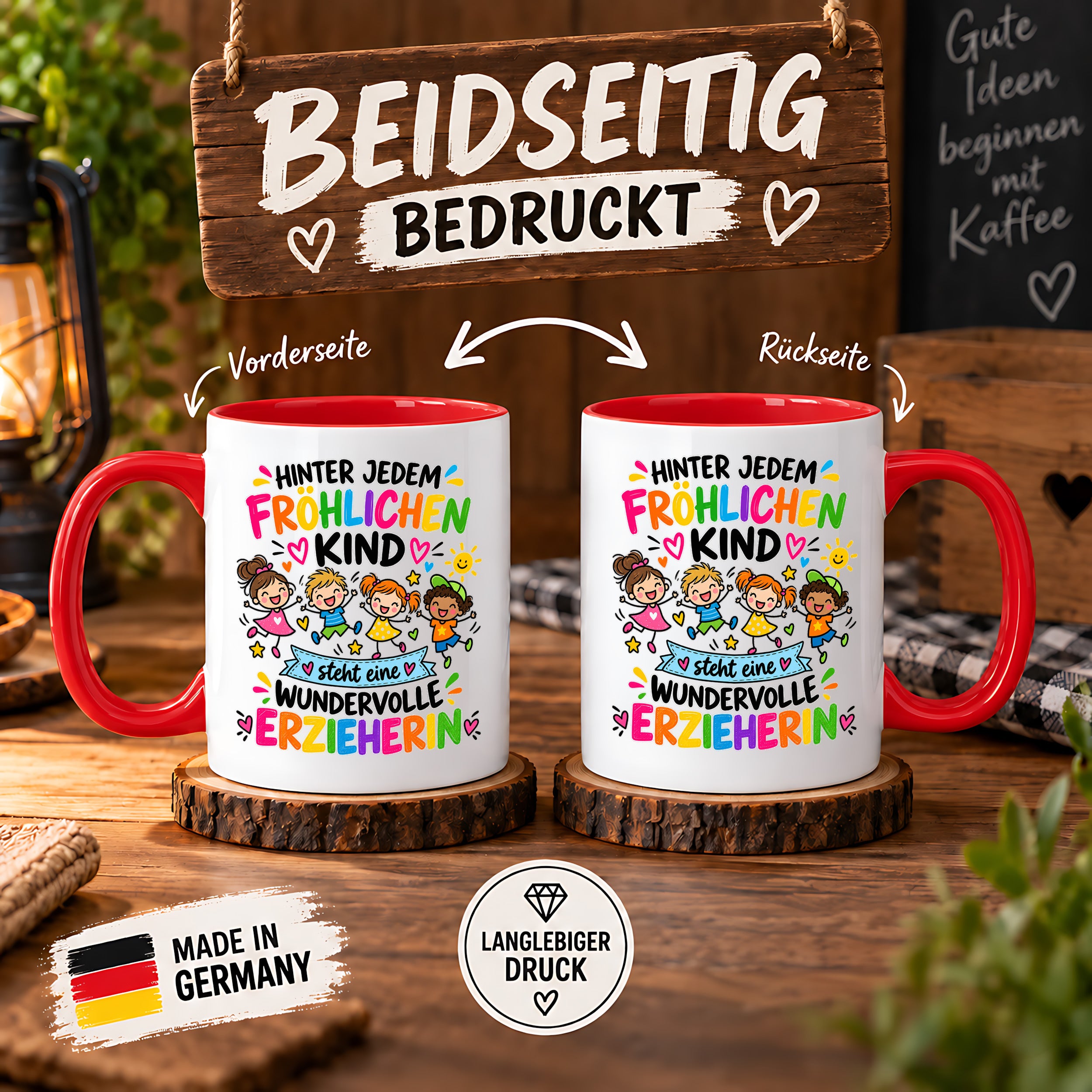 Tasse Erzieherin Geschenk fröhliches Kind wundervolle Erzieherin 330 ml Kindergärtnerin