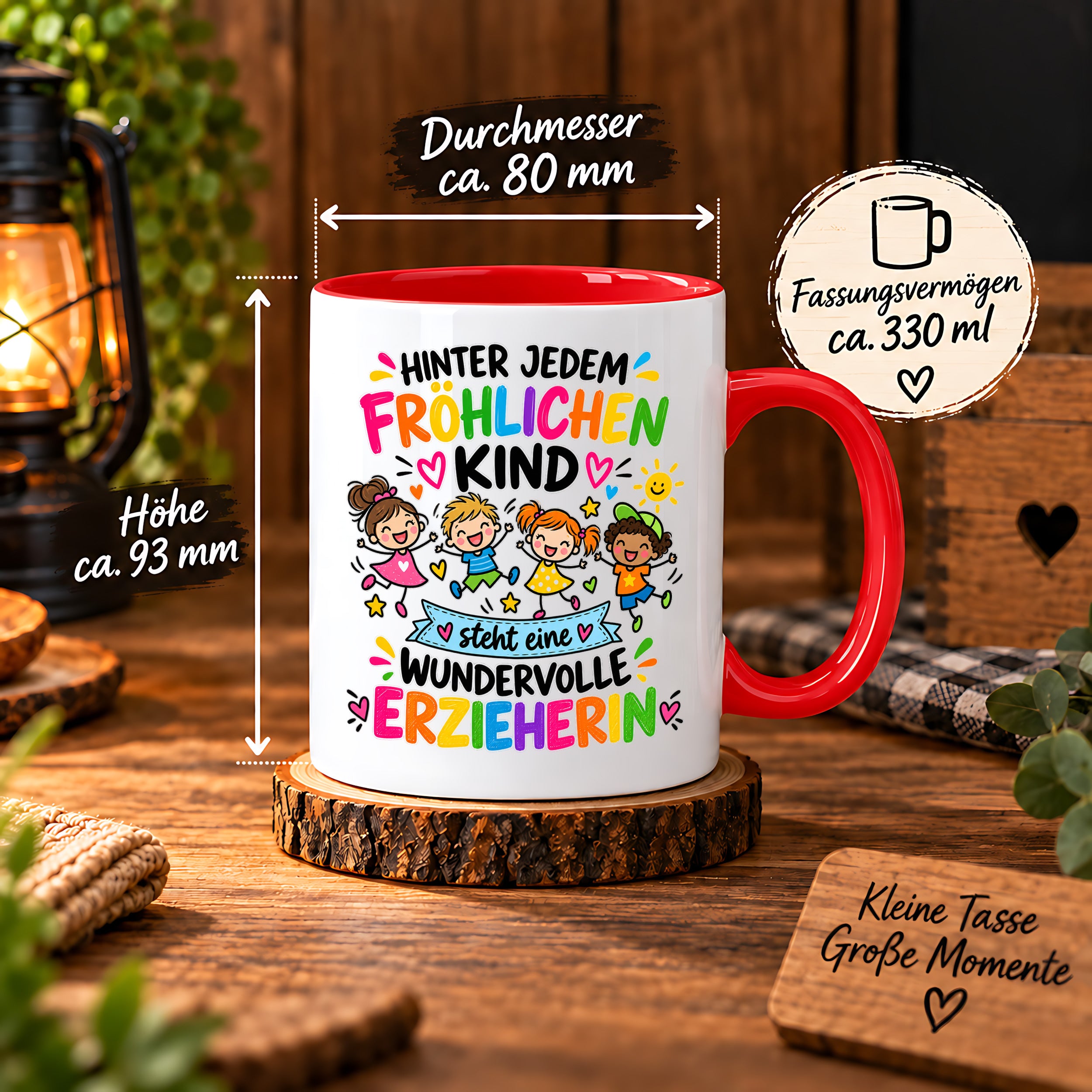 Tasse Erzieherin Geschenk fröhliches Kind wundervolle Erzieherin 330 ml Kindergärtnerin