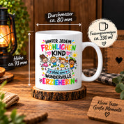 Tasse Erzieherin Geschenk fröhliches Kind wundervolle Erzieherin 330 ml Kindergärtnerin