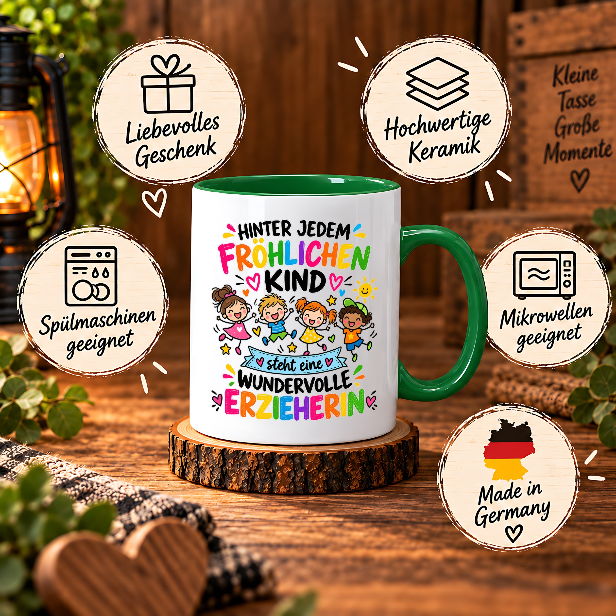 Tasse Erzieherin Geschenk fröhliches Kind wundervolle Erzieherin 330 ml Kindergärtnerin