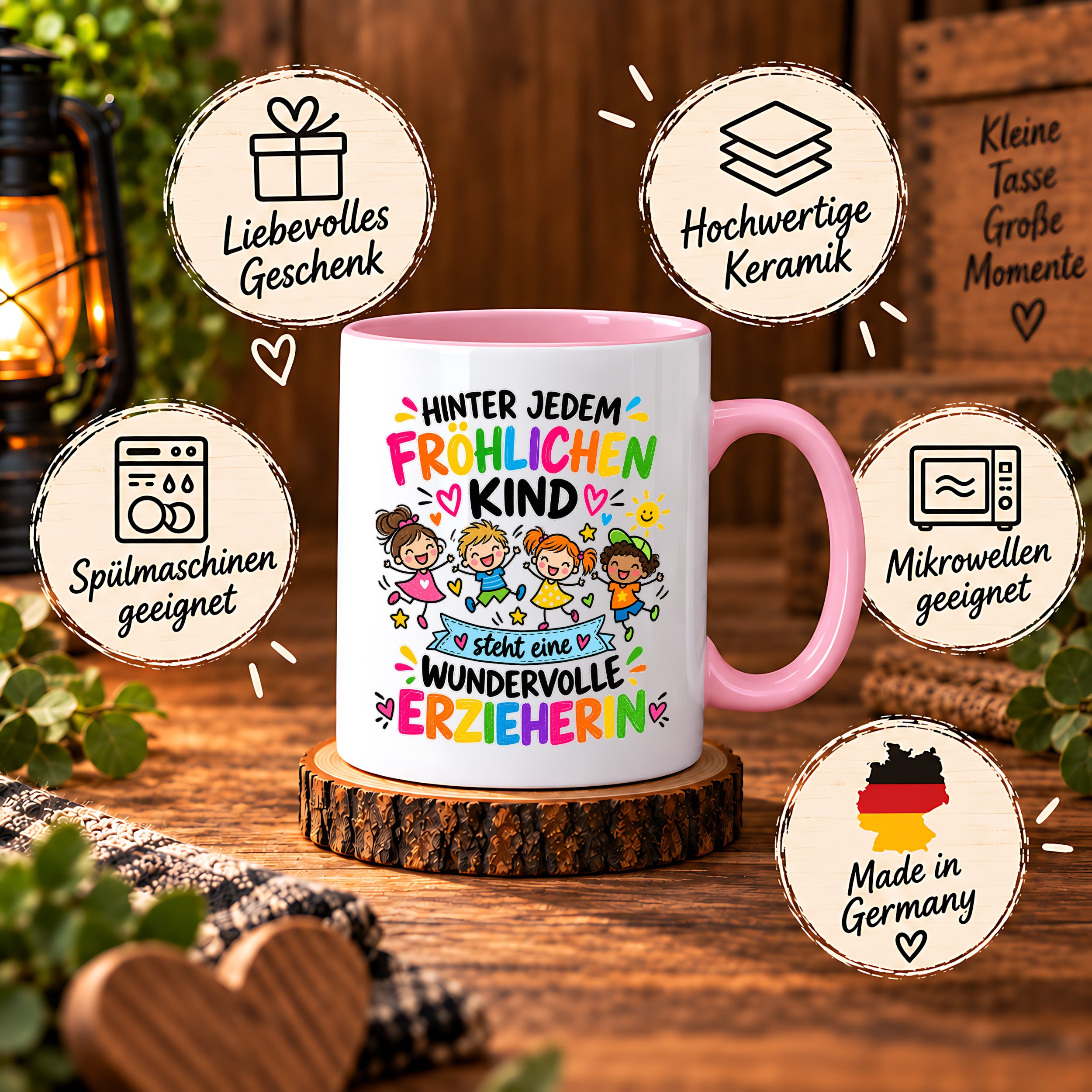 Tasse Erzieherin Geschenk fröhliches Kind wundervolle Erzieherin 330 ml Kindergärtnerin
