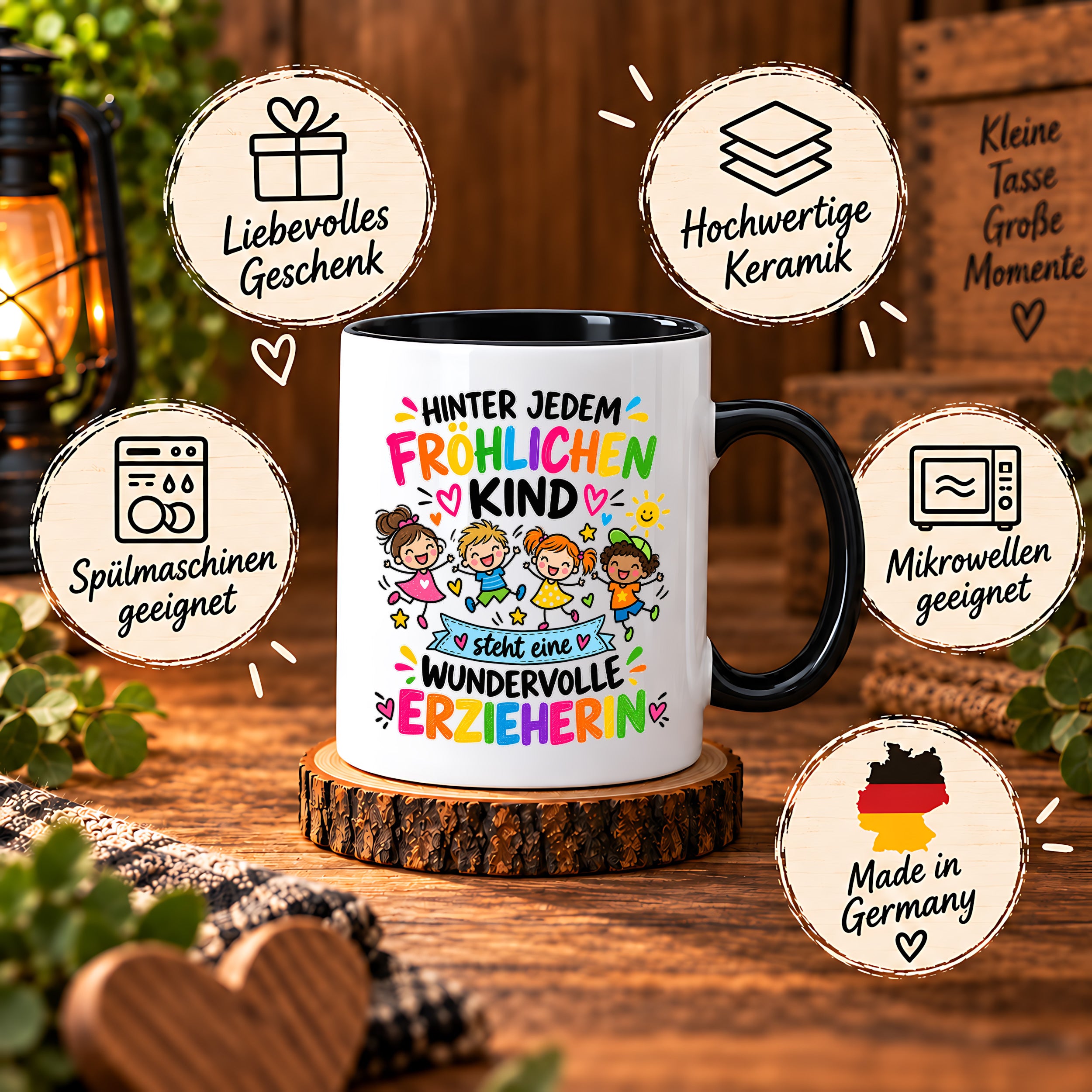 Tasse Erzieherin Geschenk fröhliches Kind wundervolle Erzieherin 330 ml Kindergärtnerin
