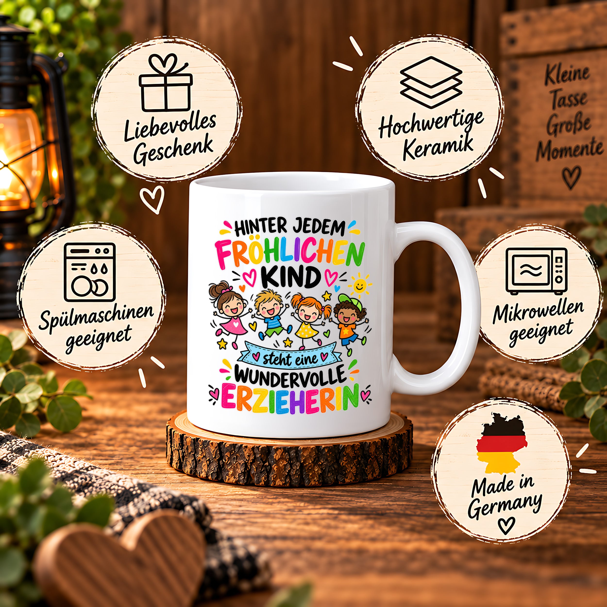 Tasse Erzieherin Geschenk fröhliches Kind wundervolle Erzieherin 330 ml Kindergärtnerin