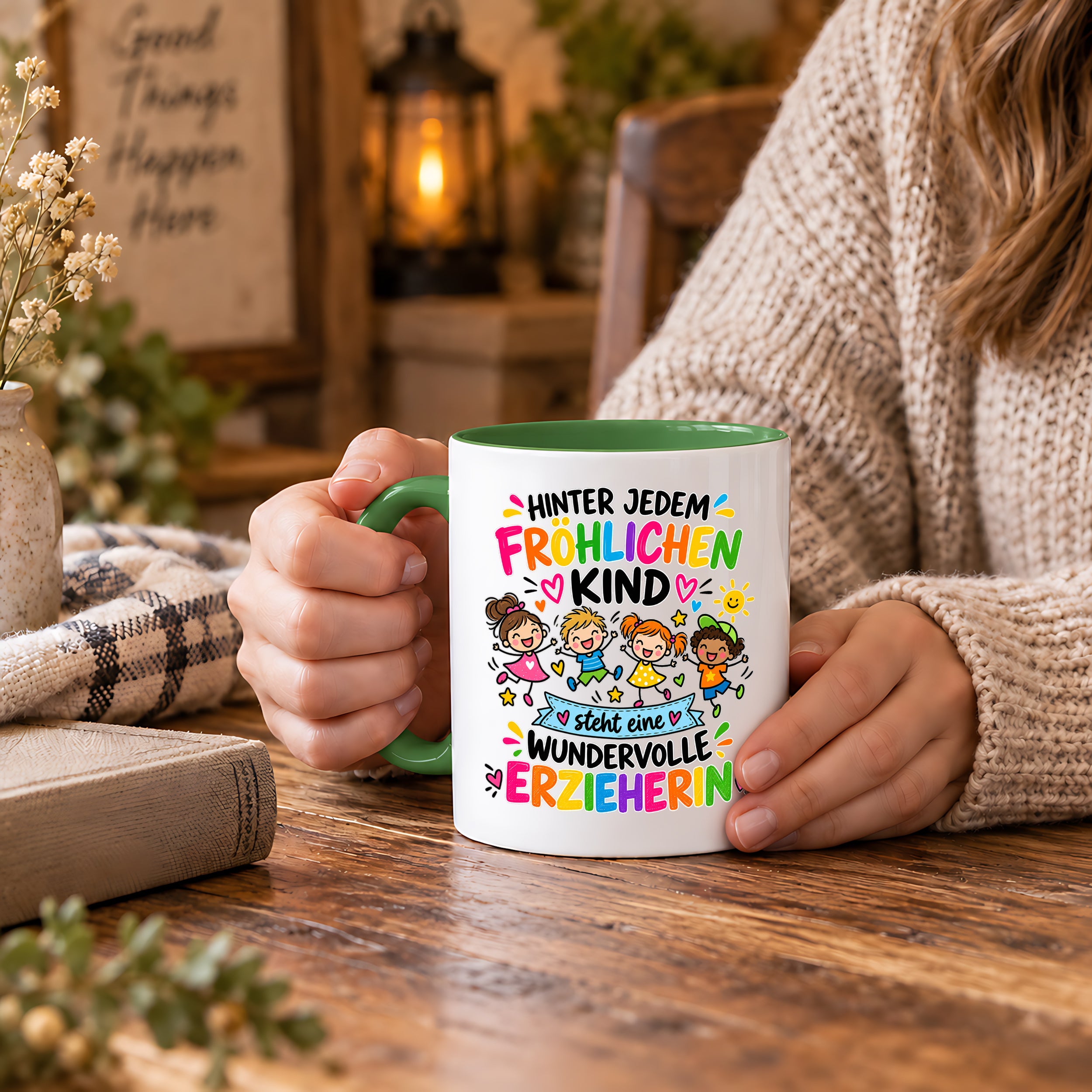 Tasse Erzieherin Geschenk fröhliches Kind wundervolle Erzieherin 330 ml Kindergärtnerin