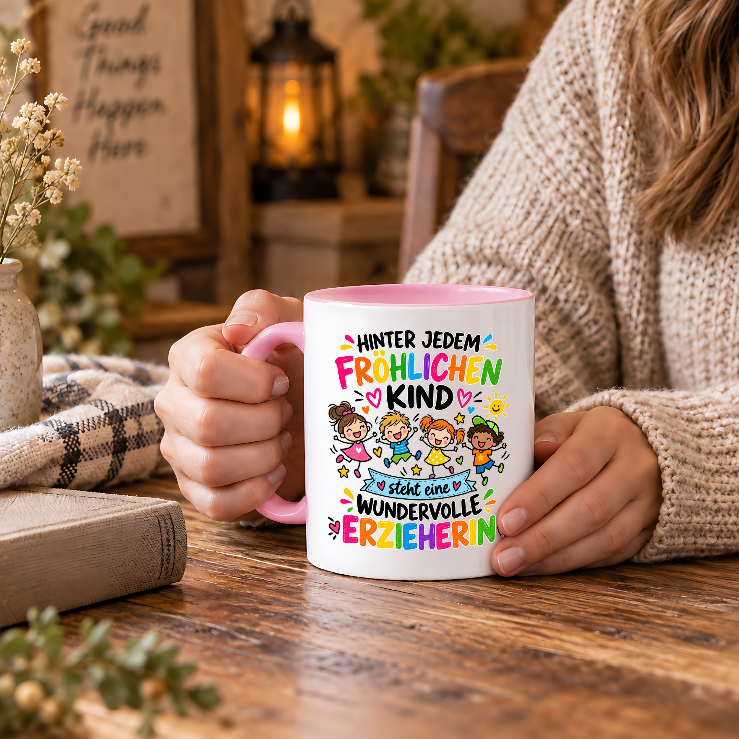 Tasse Erzieherin Geschenk fröhliches Kind wundervolle Erzieherin 330 ml Kindergärtnerin