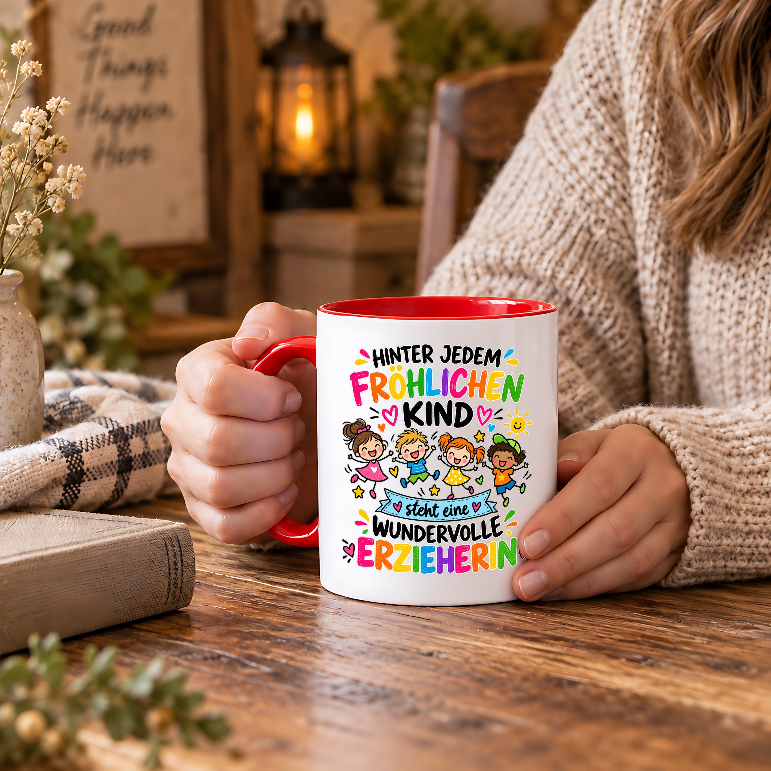 Tasse Erzieherin Geschenk fröhliches Kind wundervolle Erzieherin 330 ml Kindergärtnerin