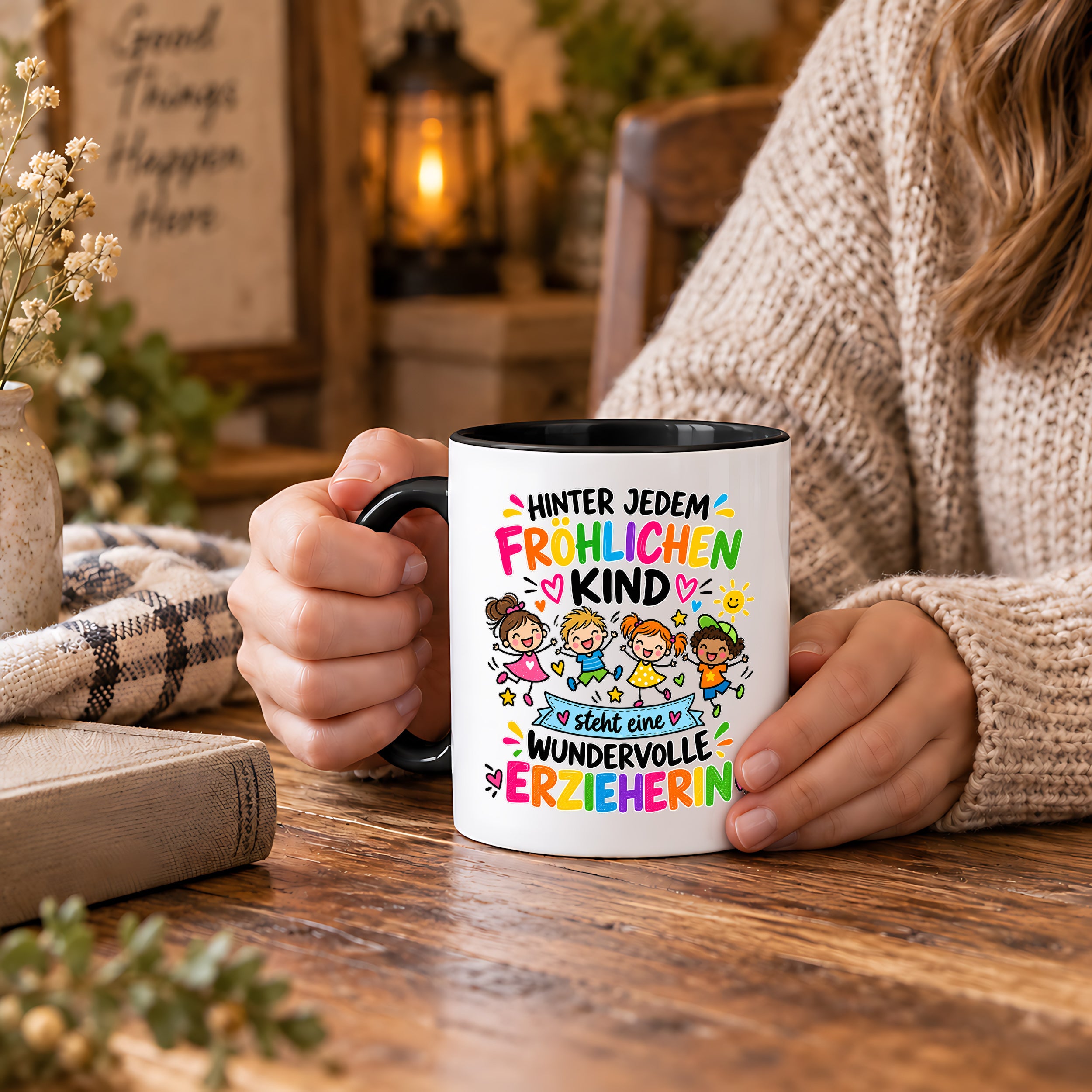 Tasse Erzieherin Geschenk fröhliches Kind wundervolle Erzieherin 330 ml Kindergärtnerin