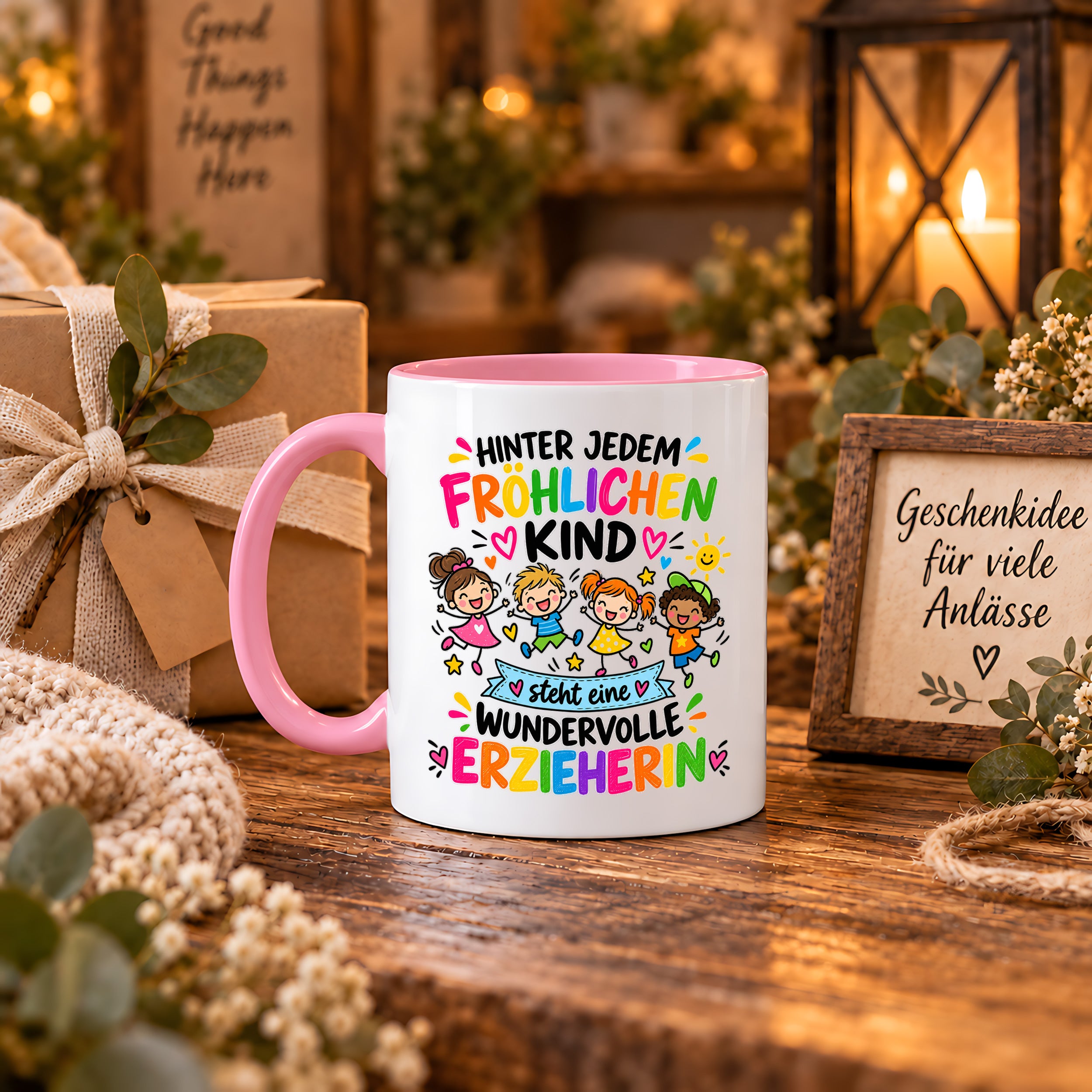 Tasse Erzieherin Geschenk fröhliches Kind wundervolle Erzieherin 330 ml Kindergärtnerin