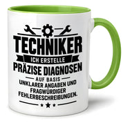 Techniker Tasse lustiger Spruch 330 ml Keramiktasse Geschenk für Handwerker Mechaniker Elektriker Geburtstag Weihnachten