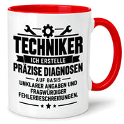 Techniker Tasse lustiger Spruch 330 ml Keramiktasse Geschenk für Handwerker Mechaniker Elektriker Geburtstag Weihnachten