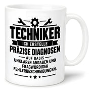 Techniker Tasse lustiger Spruch 330 ml Keramiktasse Geschenk für Handwerker Mechaniker Elektriker Geburtstag Weihnachten