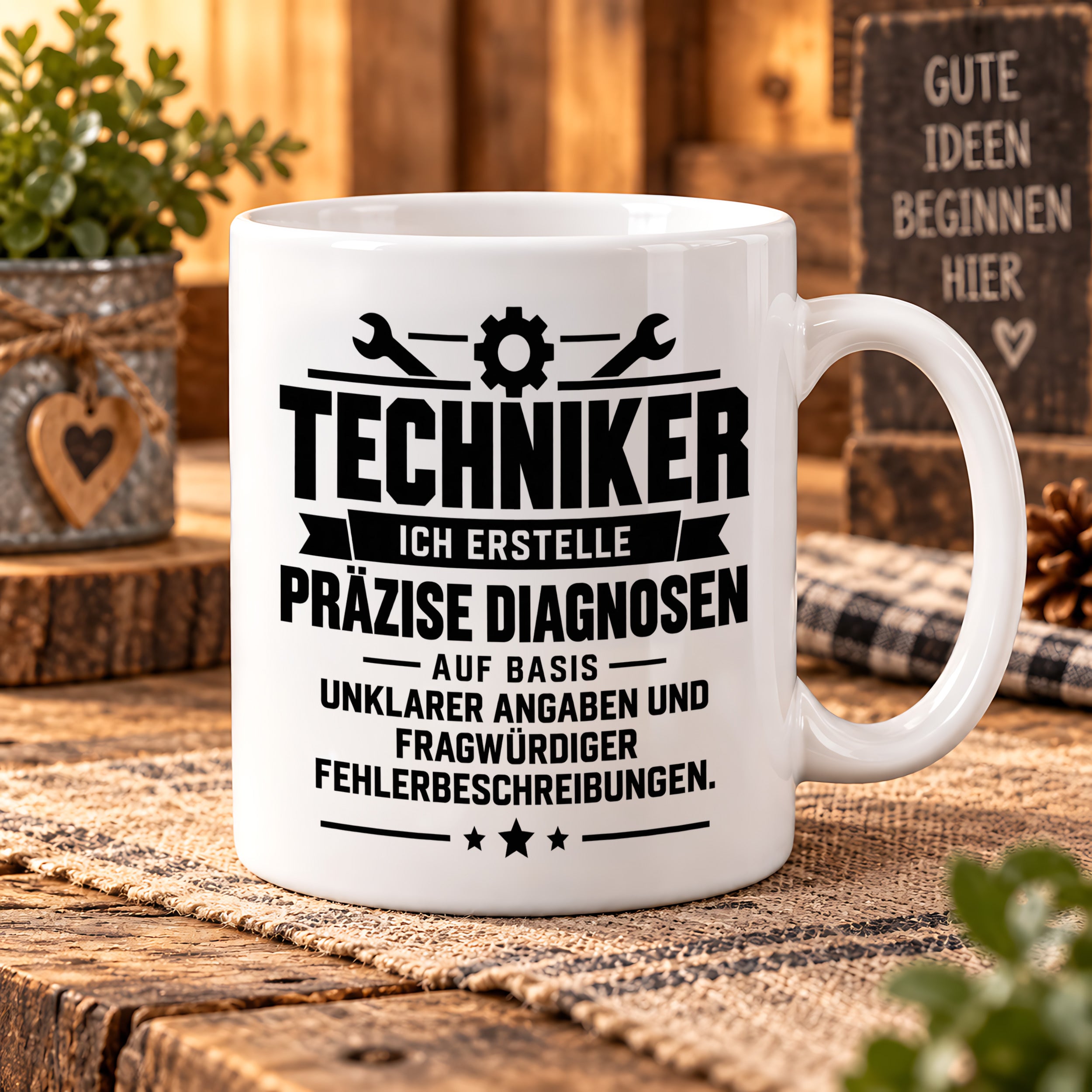 Techniker Tasse lustiger Spruch 330 ml Keramiktasse Geschenk für Handwerker Mechaniker Elektriker Geburtstag Weihnachten