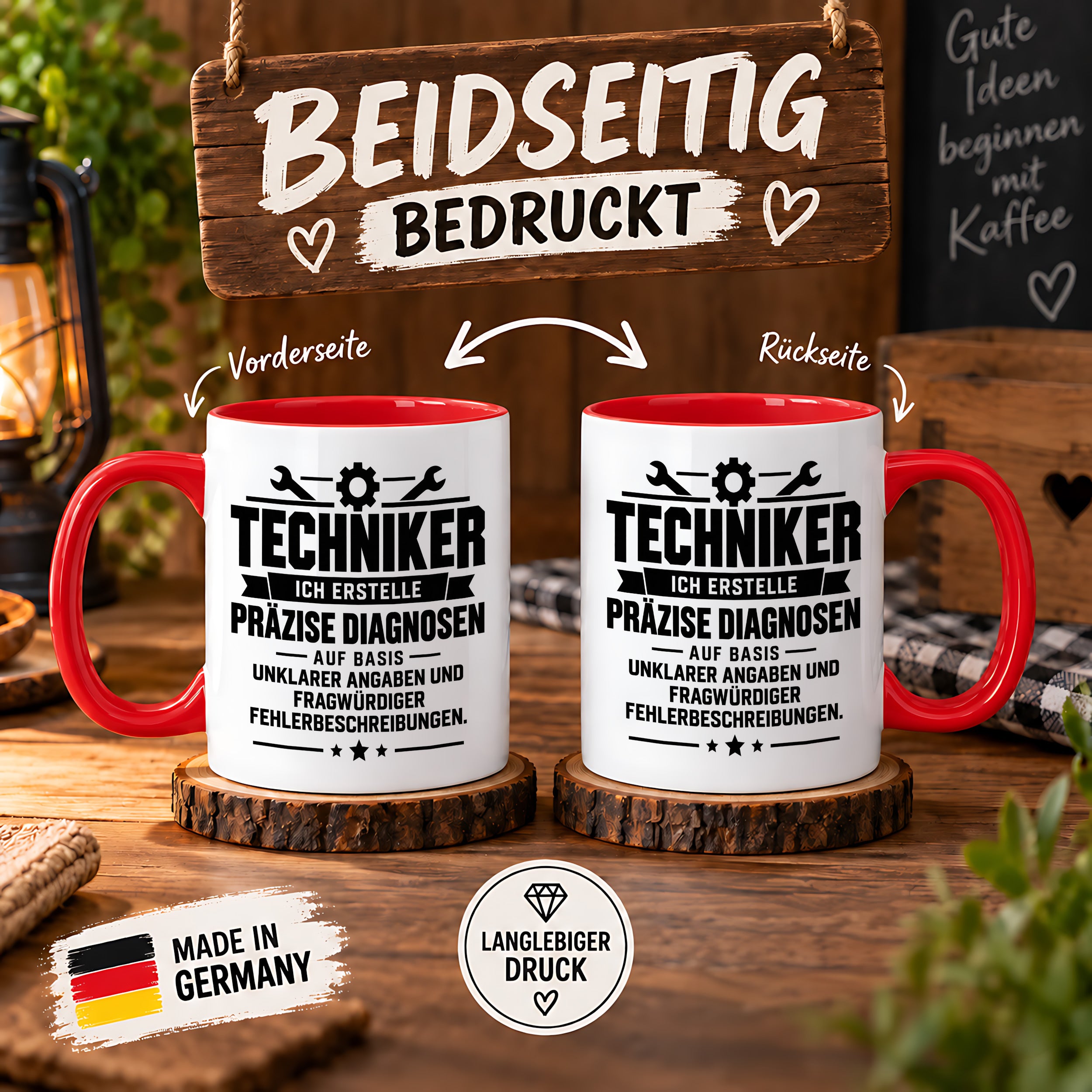 Techniker Tasse lustiger Spruch 330 ml Keramiktasse Geschenk für Handwerker Mechaniker Elektriker Geburtstag Weihnachten