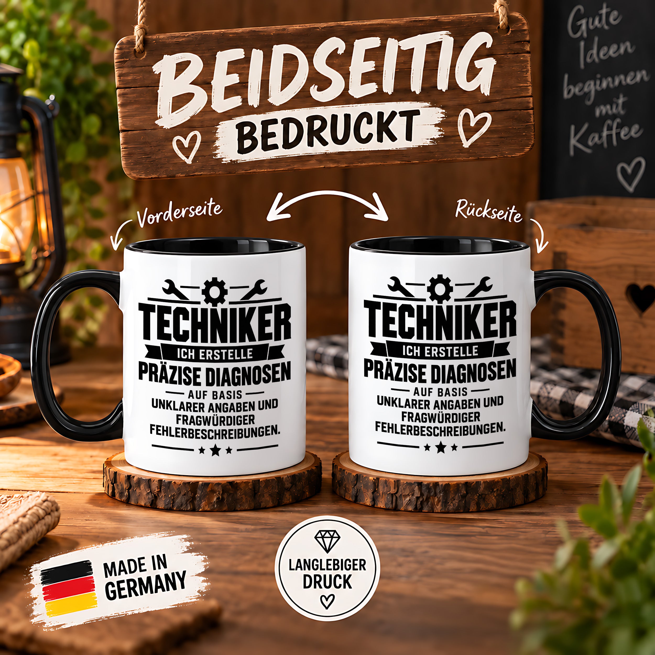 Techniker Tasse lustiger Spruch 330 ml Keramiktasse Geschenk für Handwerker Mechaniker Elektriker Geburtstag Weihnachten
