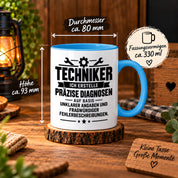 Techniker Tasse lustiger Spruch 330 ml Keramiktasse Geschenk für Handwerker Mechaniker Elektriker Geburtstag Weihnachten