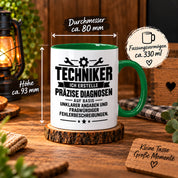 Techniker Tasse lustiger Spruch 330 ml Keramiktasse Geschenk für Handwerker Mechaniker Elektriker Geburtstag Weihnachten
