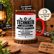 Techniker Tasse lustiger Spruch 330 ml Keramiktasse Geschenk für Handwerker Mechaniker Elektriker Geburtstag Weihnachten