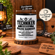 Techniker Tasse lustiger Spruch 330 ml Keramiktasse Geschenk für Handwerker Mechaniker Elektriker Geburtstag Weihnachten