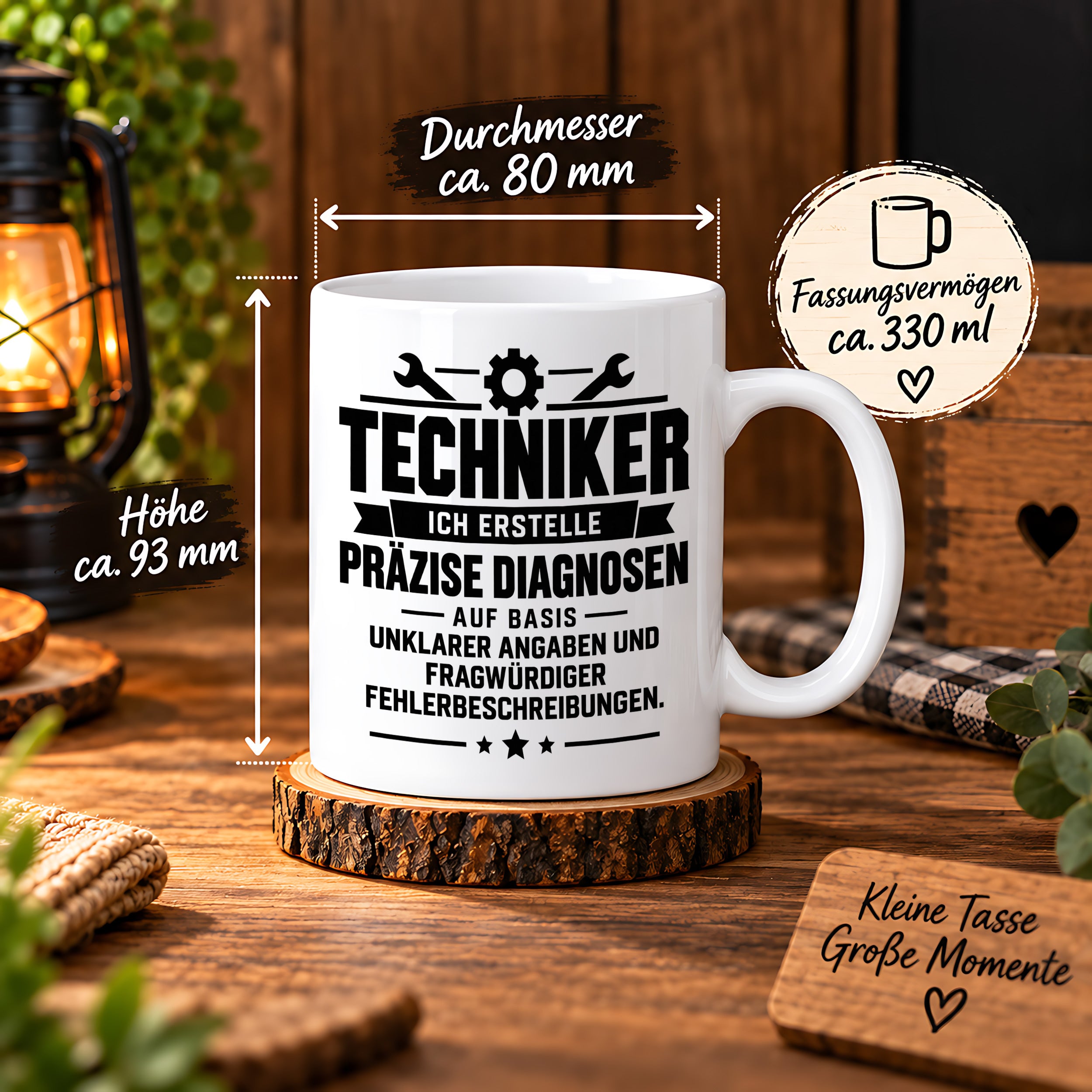 Techniker Tasse lustiger Spruch 330 ml Keramiktasse Geschenk für Handwerker Mechaniker Elektriker Geburtstag Weihnachten