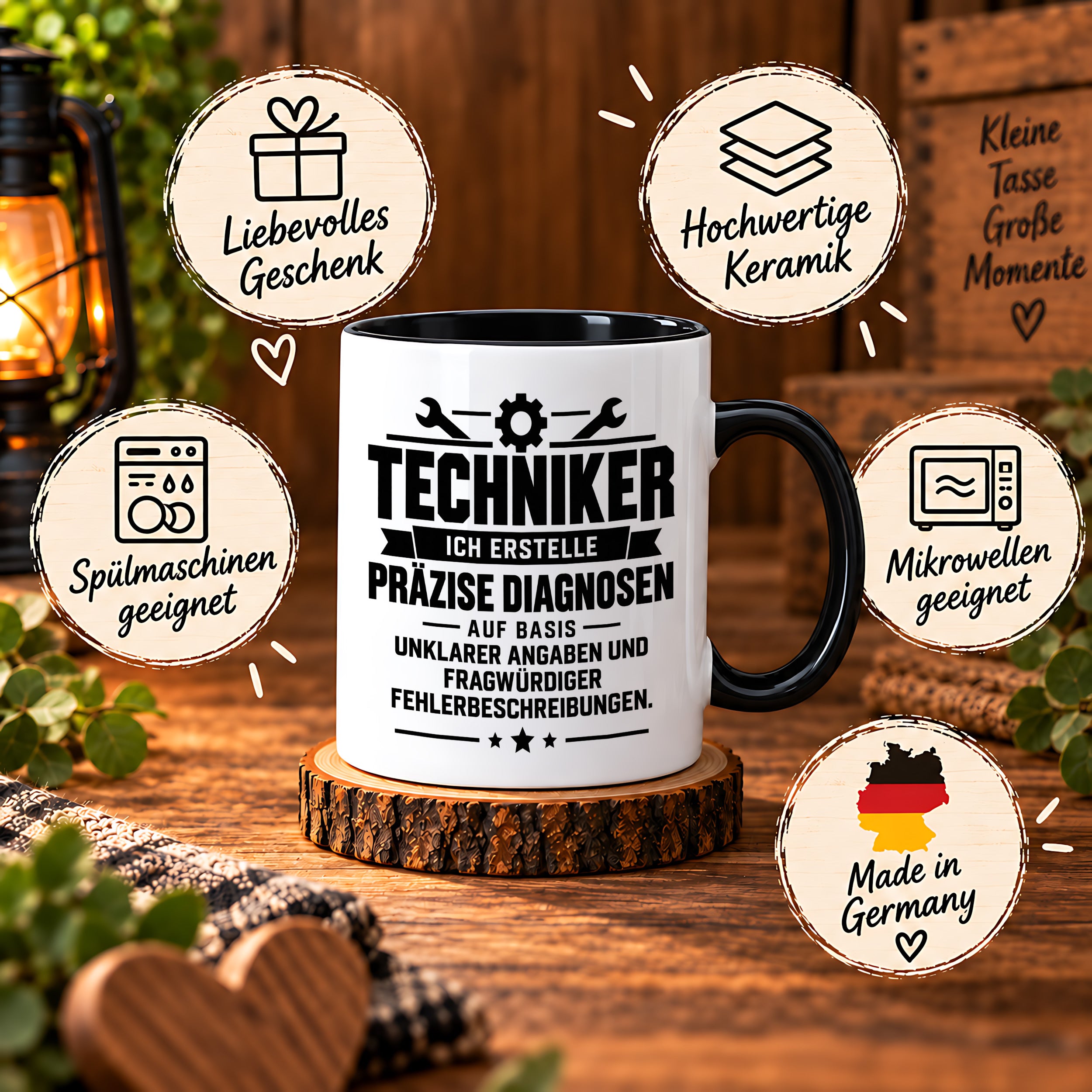 Techniker Tasse lustiger Spruch 330 ml Keramiktasse Geschenk für Handwerker Mechaniker Elektriker Geburtstag Weihnachten