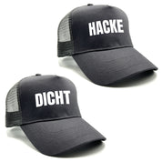 2er Set Mesh Baseball Caps mit Spruch | Hacke Dicht | Farbwahl | OneSize durch verstellbaren Klipp-Verschluss