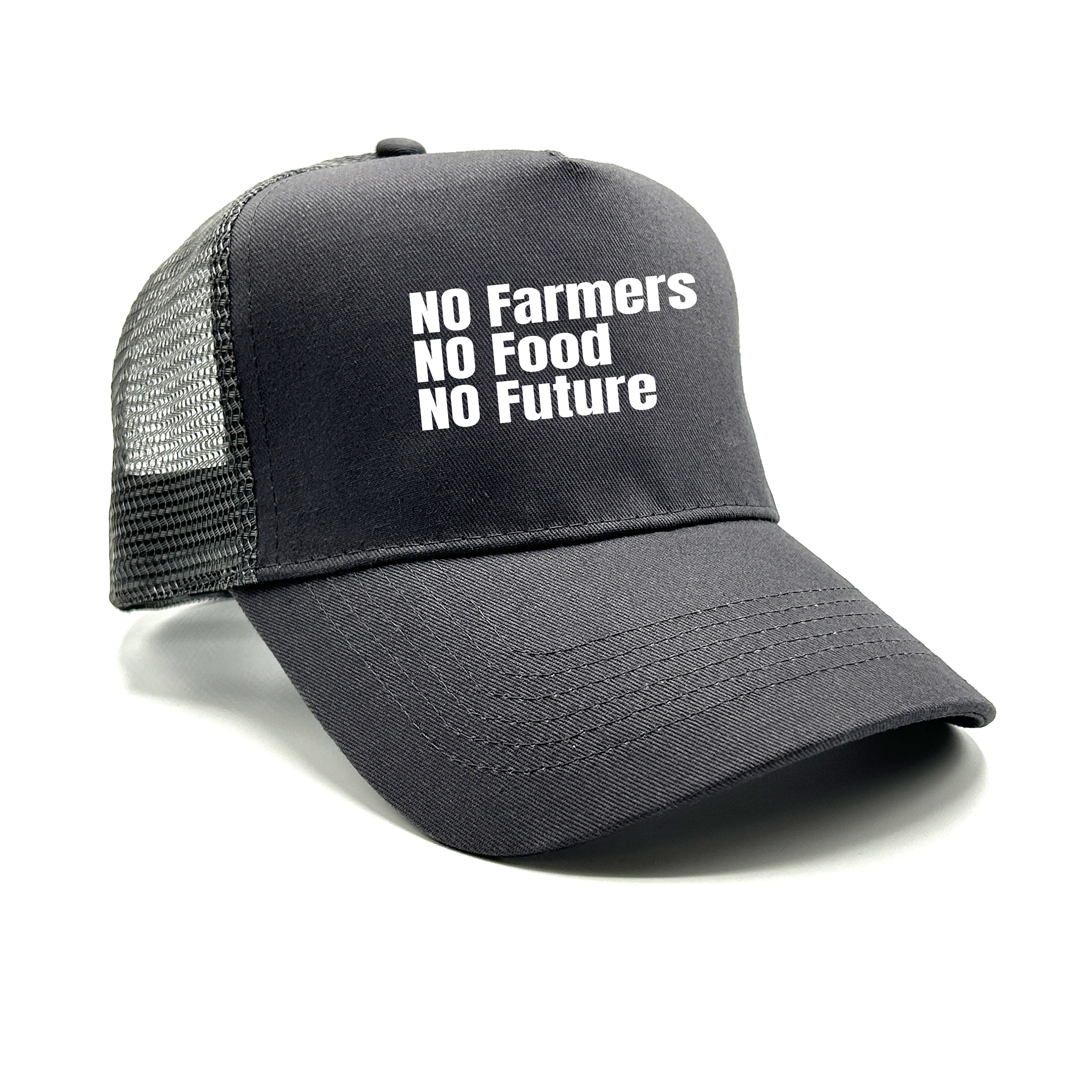 Trucker Cap in Mesh Optik - No Farmers no Food no Future - Farbwahl | Unisex | OneSize durch verstellbaren Klipp-Verschluss