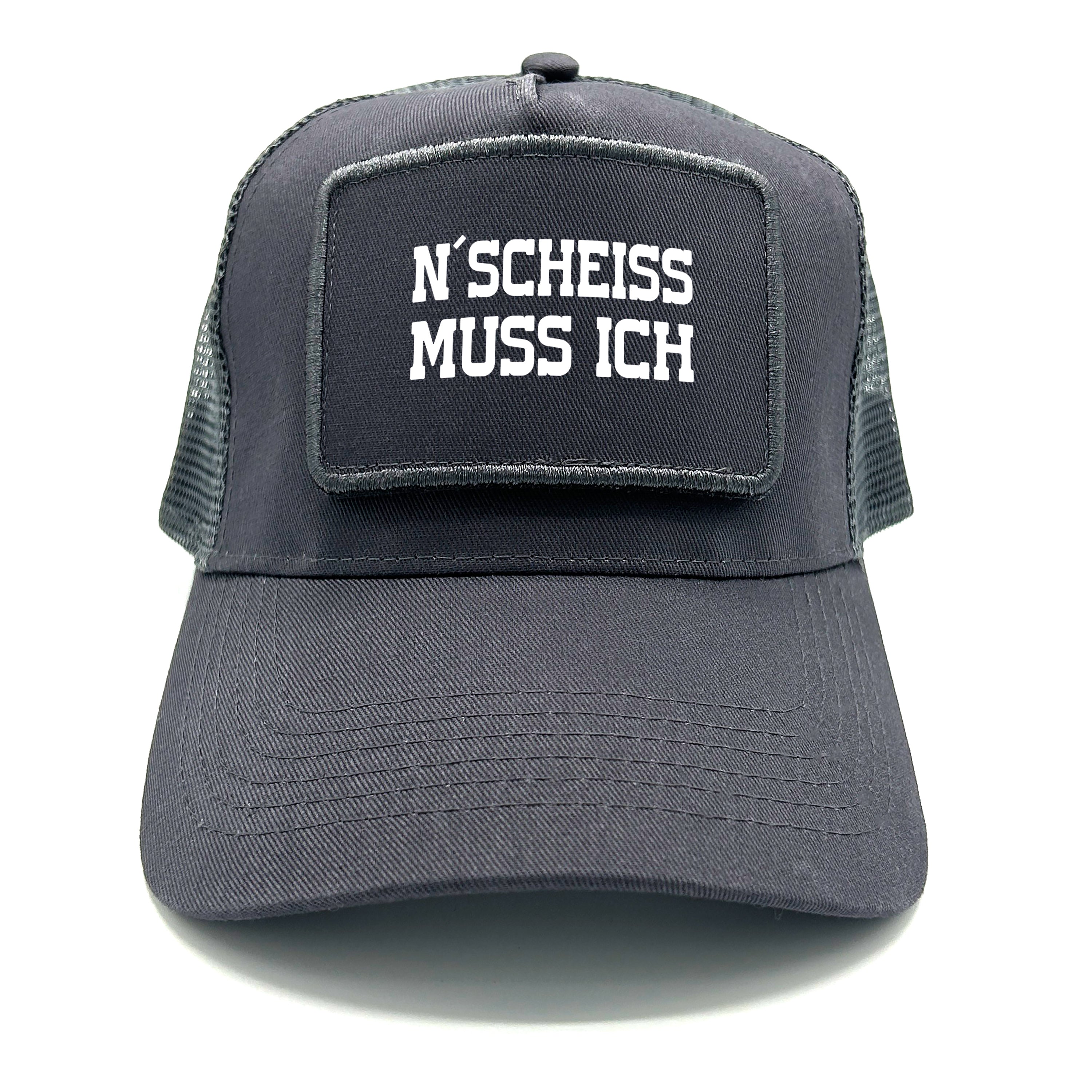 Trucker Mesh Cap mit Patch - N´Scheiss muss ich - Farbwahl | Unisex | OneSize durch verstellbaren Klipp-Verschluss