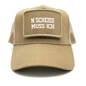 Trucker Mesh Cap mit Patch - N´Scheiss muss ich - Farbwahl | Unisex | OneSize durch verstellbaren Klipp-Verschluss