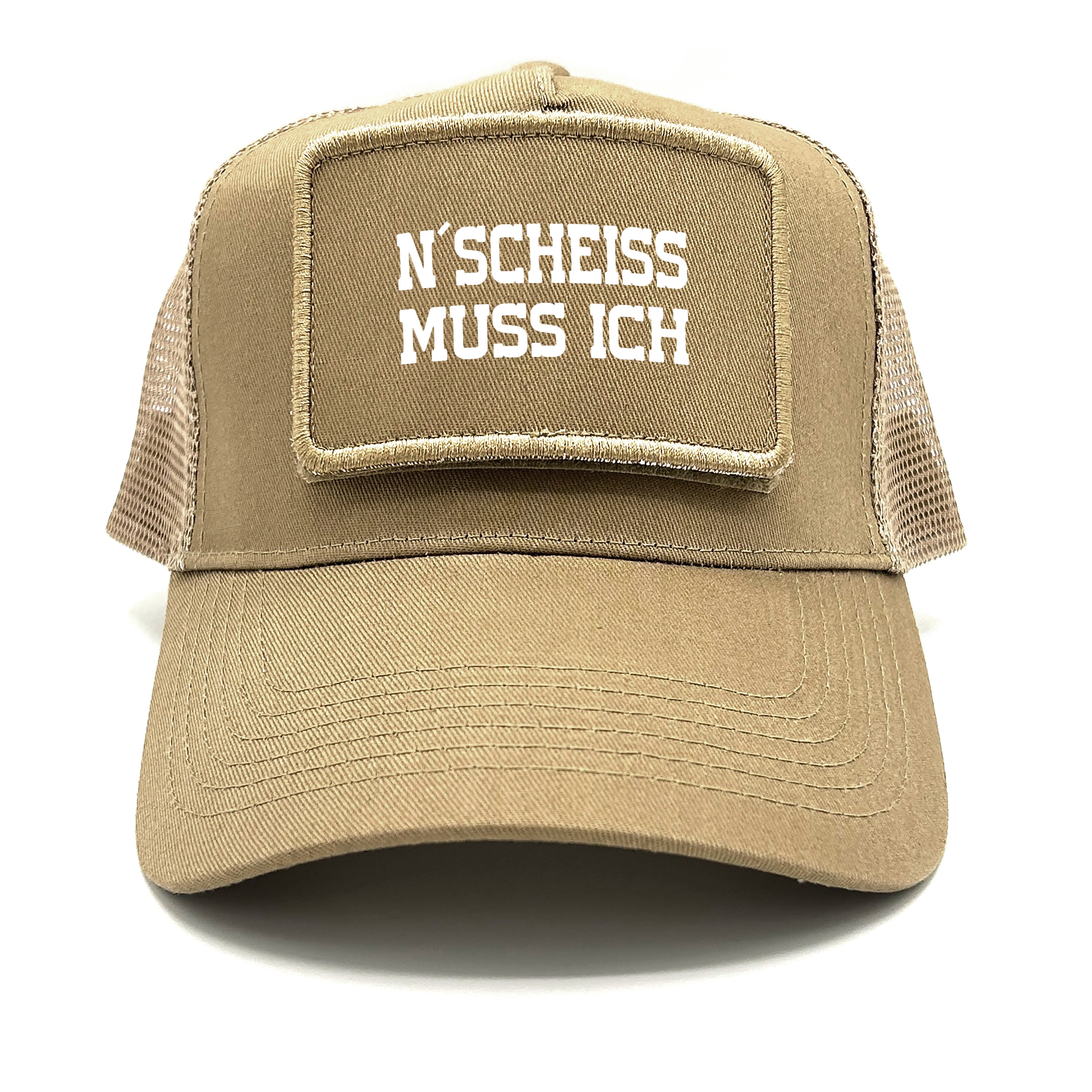 Trucker Mesh Cap mit Patch - N´Scheiss muss ich - Farbwahl | Unisex | OneSize durch verstellbaren Klipp-Verschluss