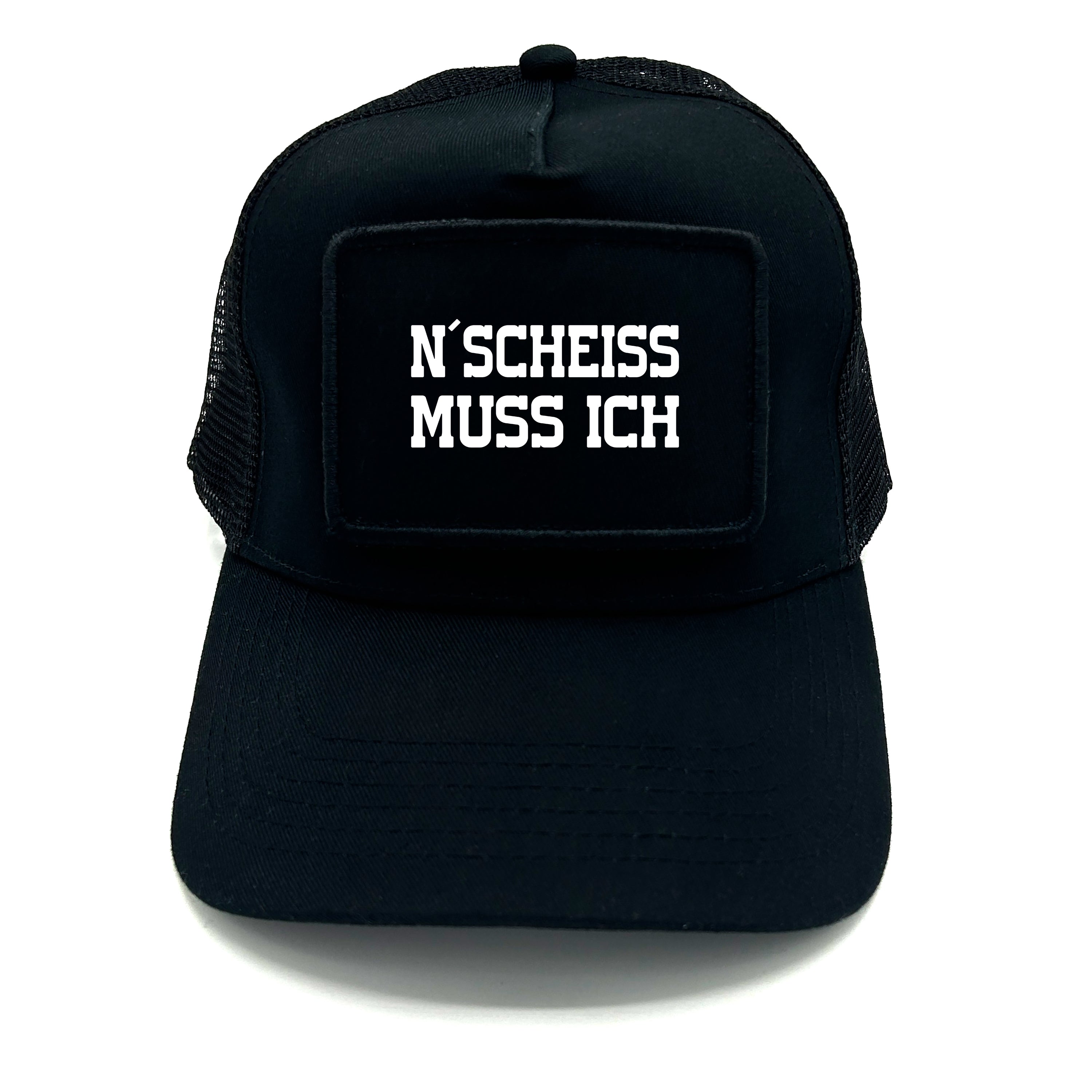 Trucker Mesh Cap mit Patch - N´Scheiss muss ich - Farbwahl | Unisex | OneSize durch verstellbaren Klipp-Verschluss