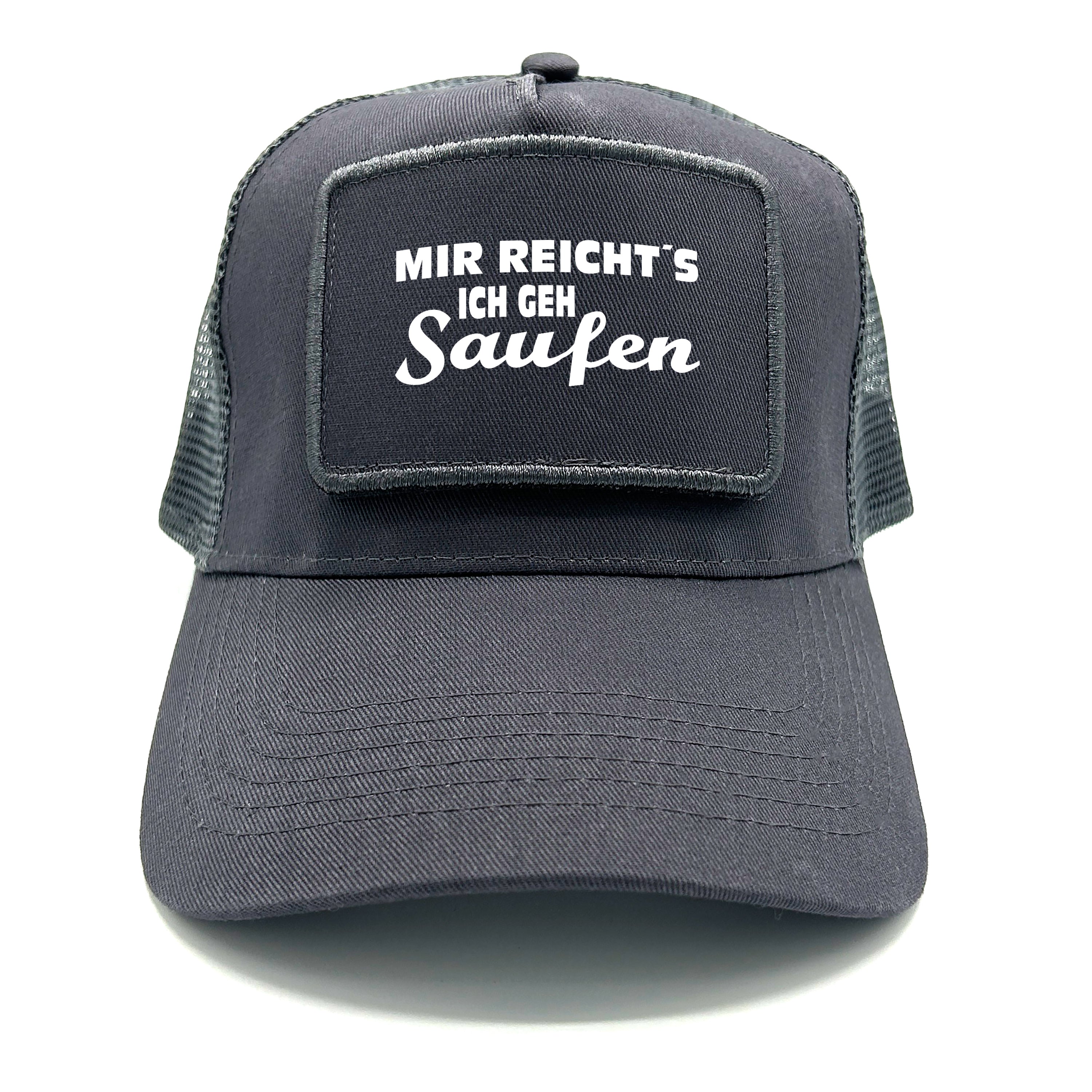 Trucker Mesh Cap mit Patch - Mir reicht´s ich geh Saufen - Farbwahl | Unisex | OneSize durch verstellbaren Klipp-Verschluss