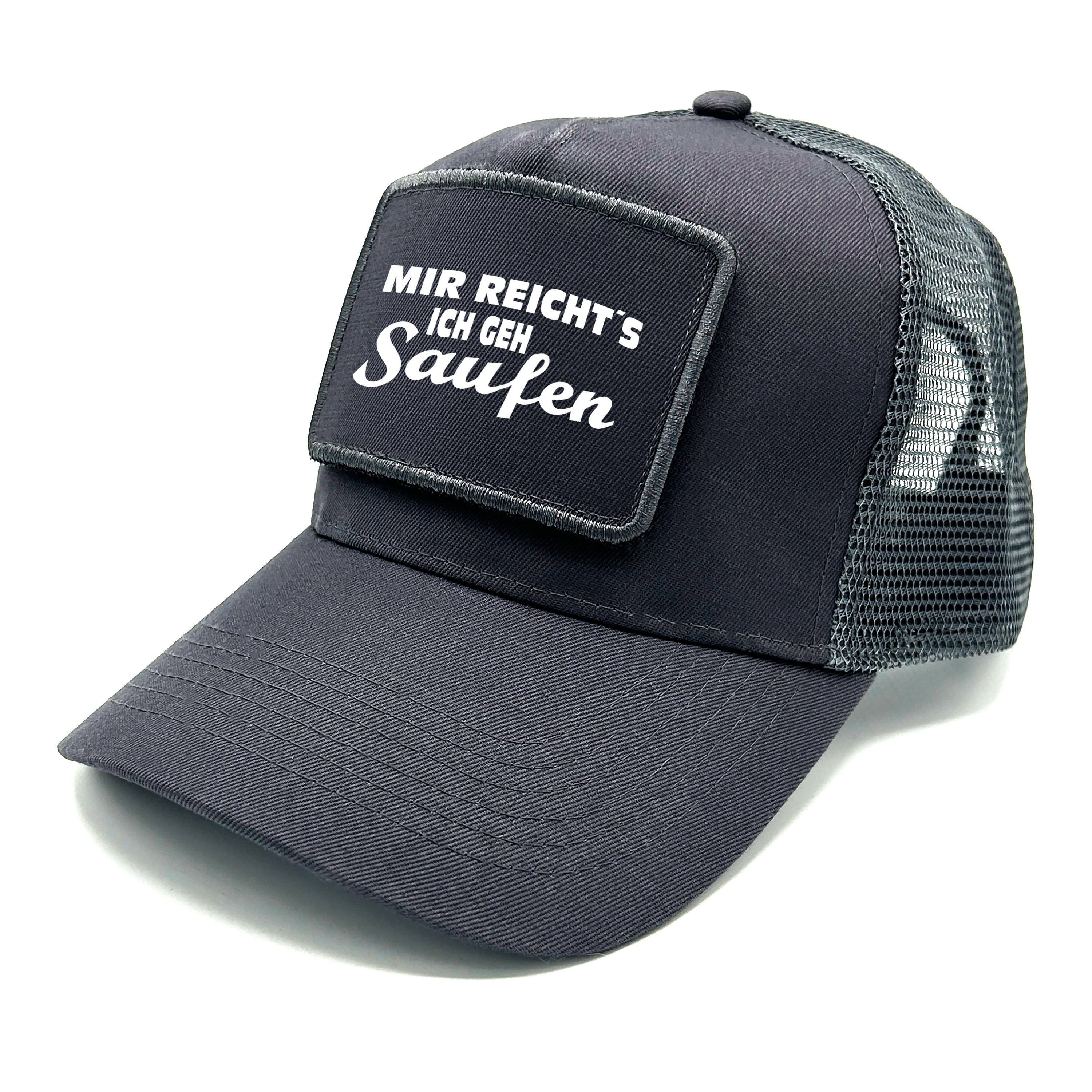 Trucker Mesh Cap mit Patch - Mir reicht´s ich geh Saufen - Farbwahl | Unisex | OneSize durch verstellbaren Klipp-Verschluss