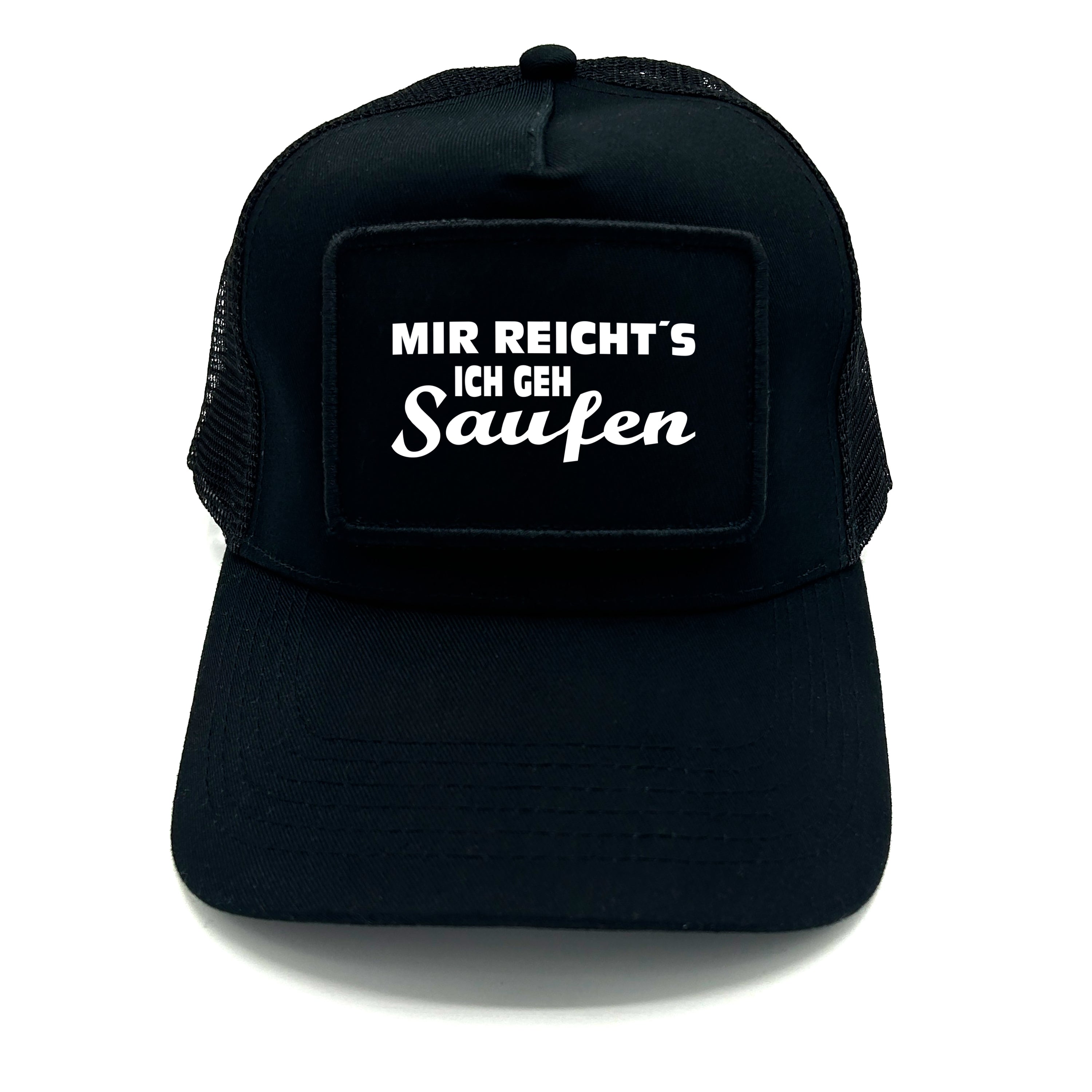 Trucker Mesh Cap mit Patch - Mir reicht´s ich geh Saufen - Farbwahl | Unisex | OneSize durch verstellbaren Klipp-Verschluss