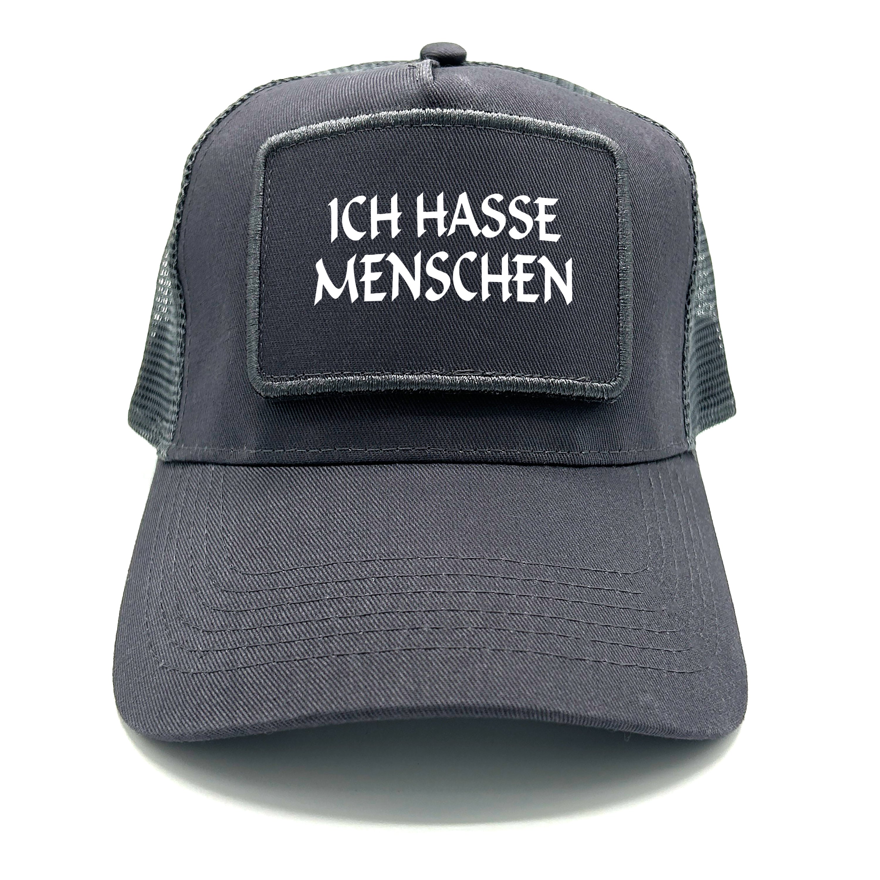 Trucker Mesh Cap mit Patch - Ich hasse Menschen - Farbwahl | Unisex | OneSize durch verstellbaren Klipp-Verschluss