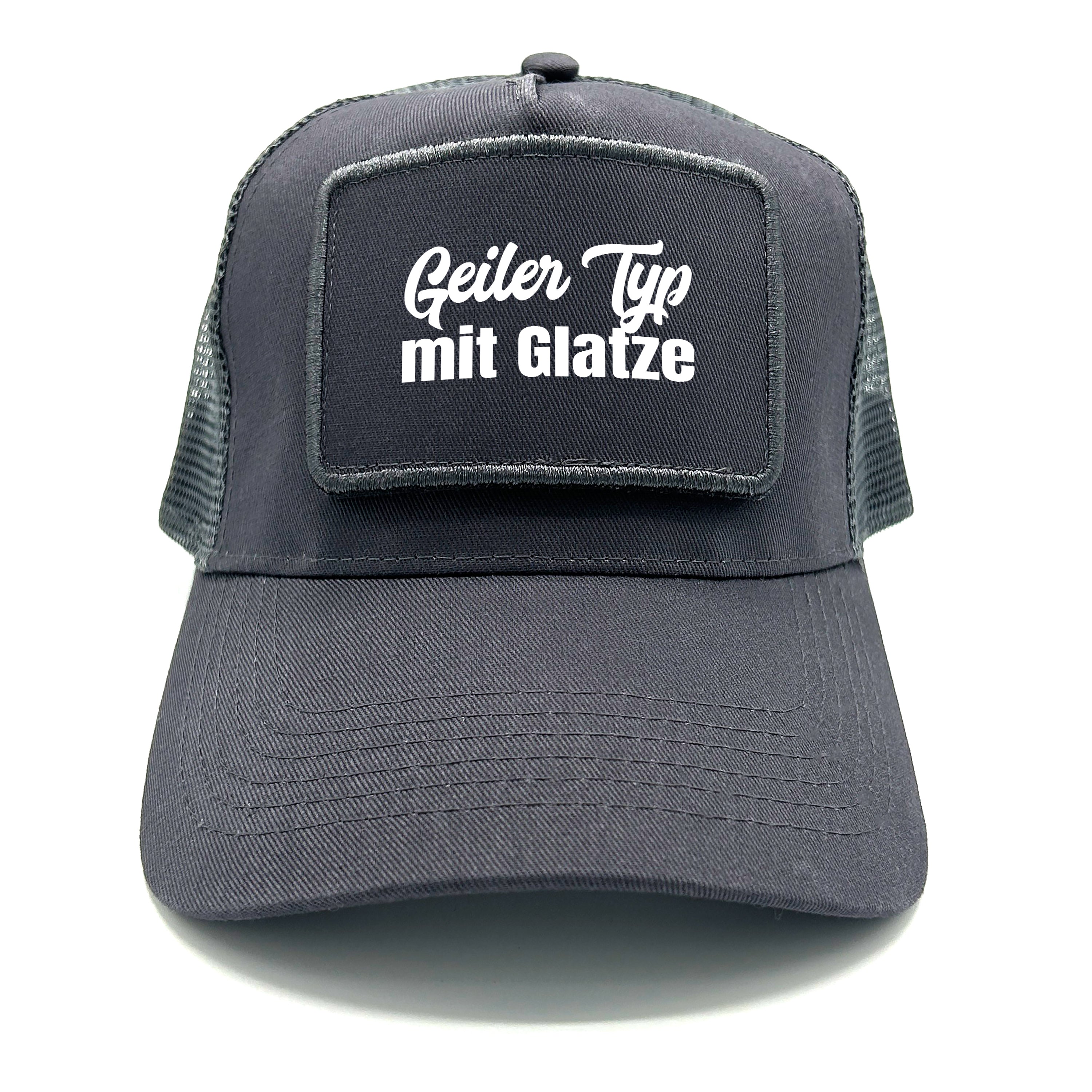 Trucker Mesh Cap mit Patch - Geiler Typ mit Glatze - Farbwahl | Unisex | OneSize durch verstellbaren Klipp-Verschluss