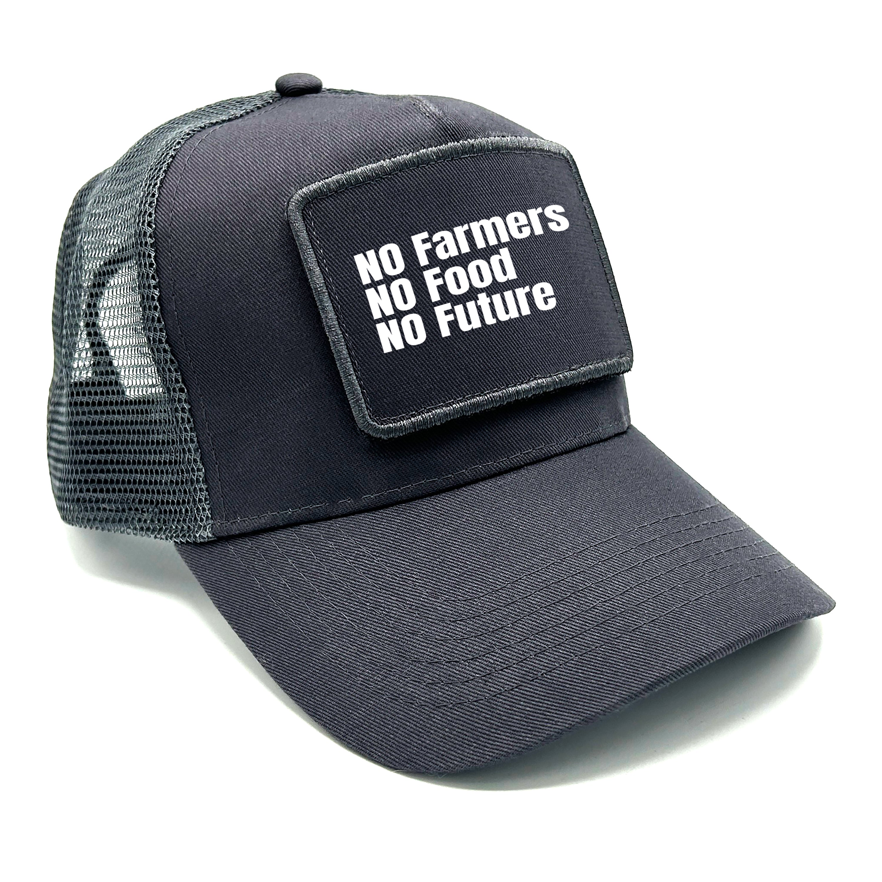 Trucker Mesh Cap mit Patch - No Farmers no Food no Future - Farbwahl | Unisex | OneSize durch verstellbaren Klipp-Verschluss