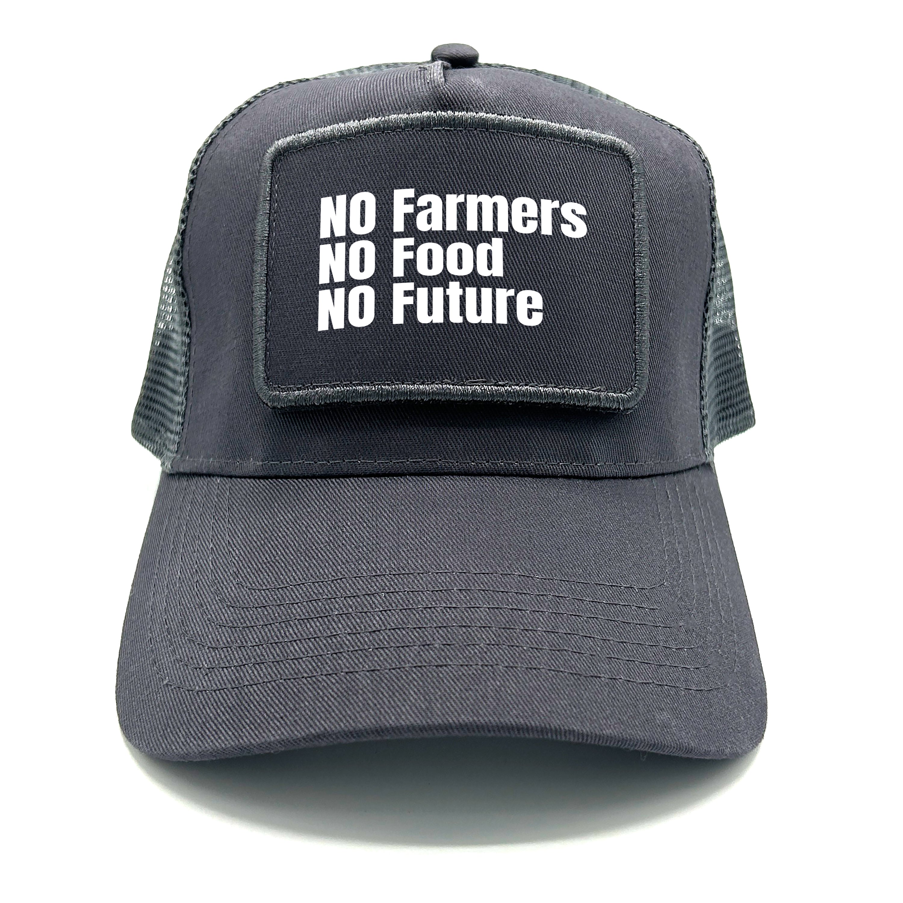 Trucker Mesh Cap mit Patch - No Farmers no Food no Future - Farbwahl | Unisex | OneSize durch verstellbaren Klipp-Verschluss