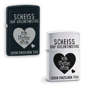 Original Zippo Benzinfeuerzeug | Farbwahl | Modell: Scheiss auf Valentinstag - Ich liebe dich jeden einzelnen Tag