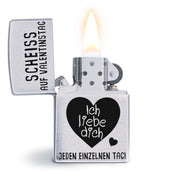 Original Zippo Benzinfeuerzeug | Farbwahl | Modell: Scheiss auf Valentinstag - Ich liebe dich jeden einzelnen Tag