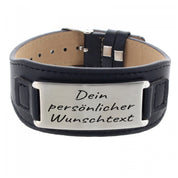 personalisiertes Leder Armband mit Edelstahl Gravurplatte und deiner Wunschgravur