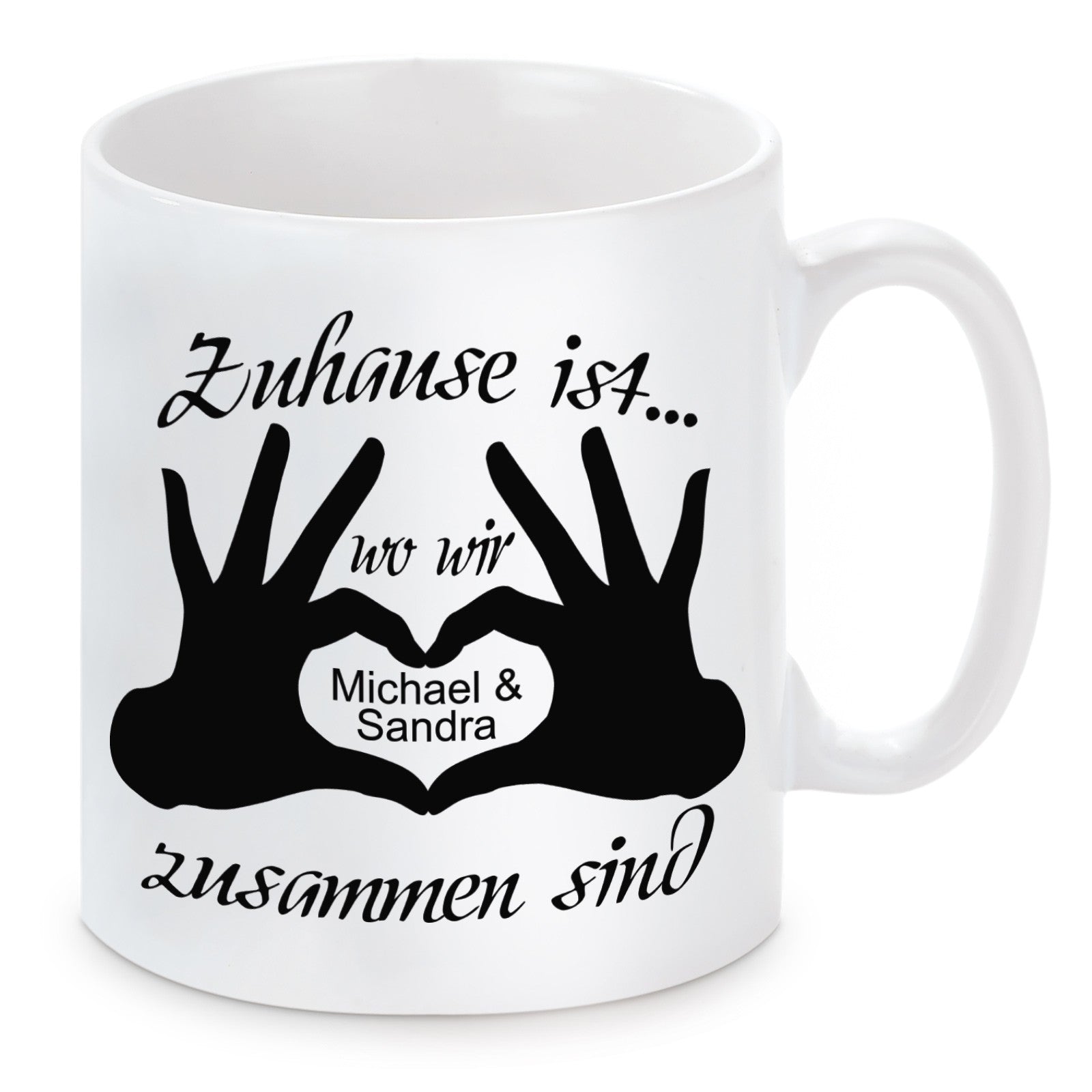 personalisierte Tasse mit Motiv - Zuhause ist wo wir zusammen sind "Wunschnamen"